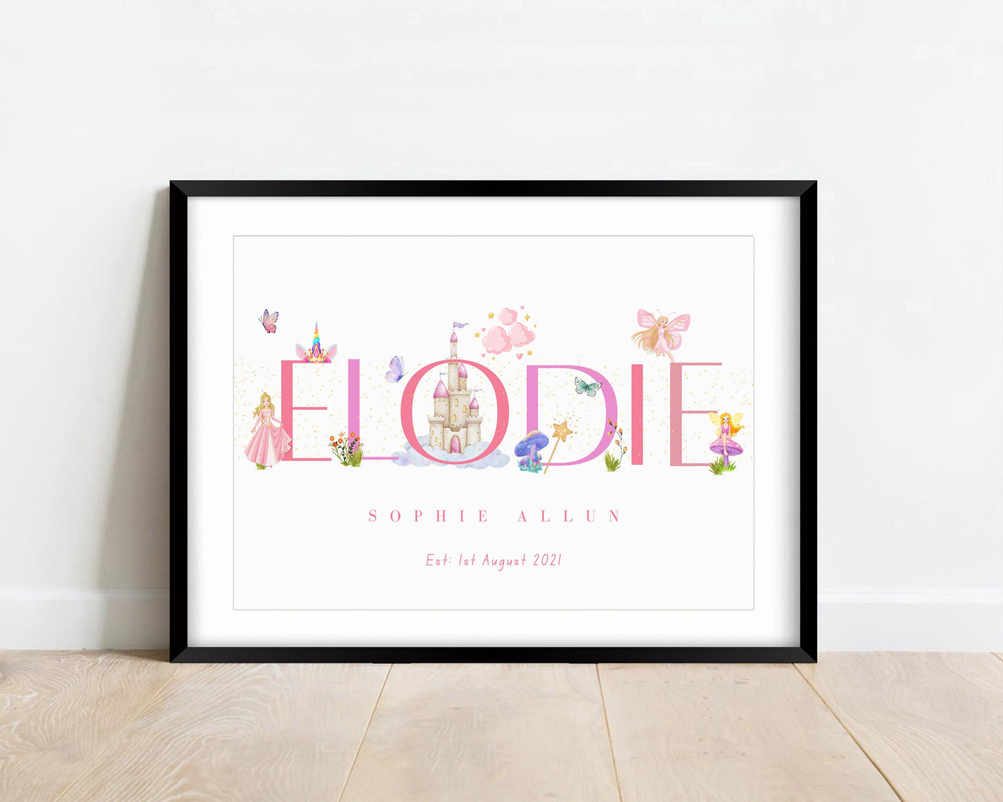 Personalised Fairy Name Print: Watercolor Nursery Decor, Fairytale Theme