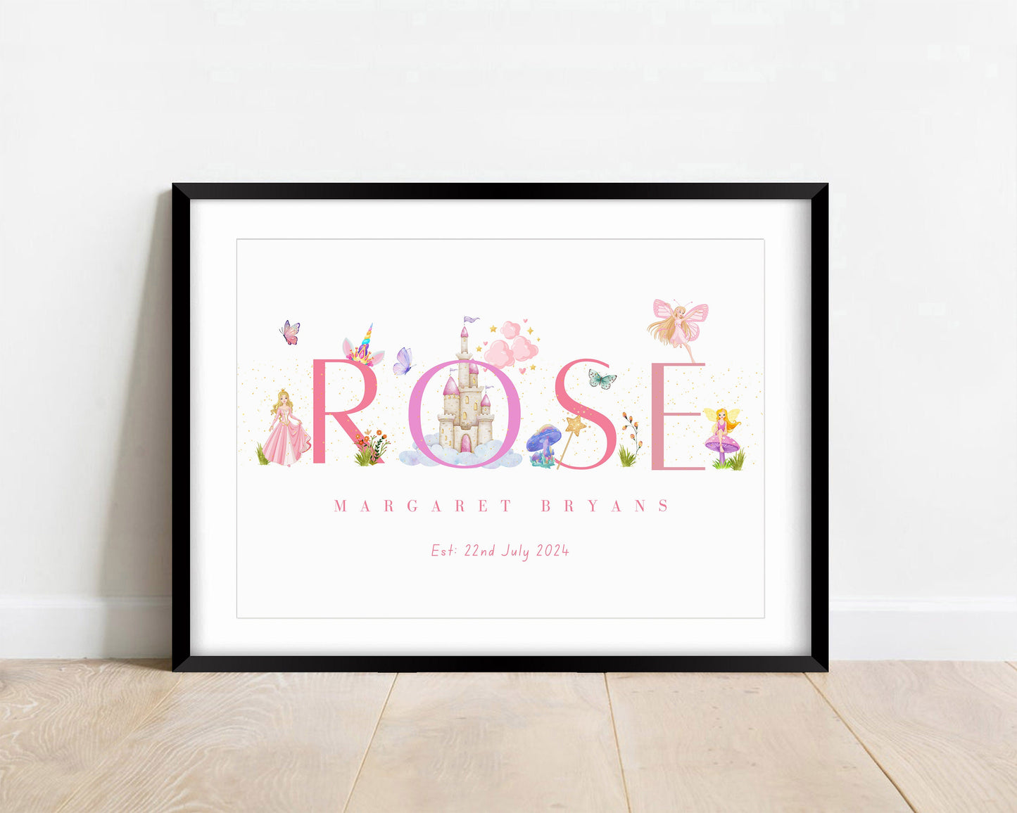 Personalised Fairy Name Print: Watercolor Nursery Decor, Fairytale Theme