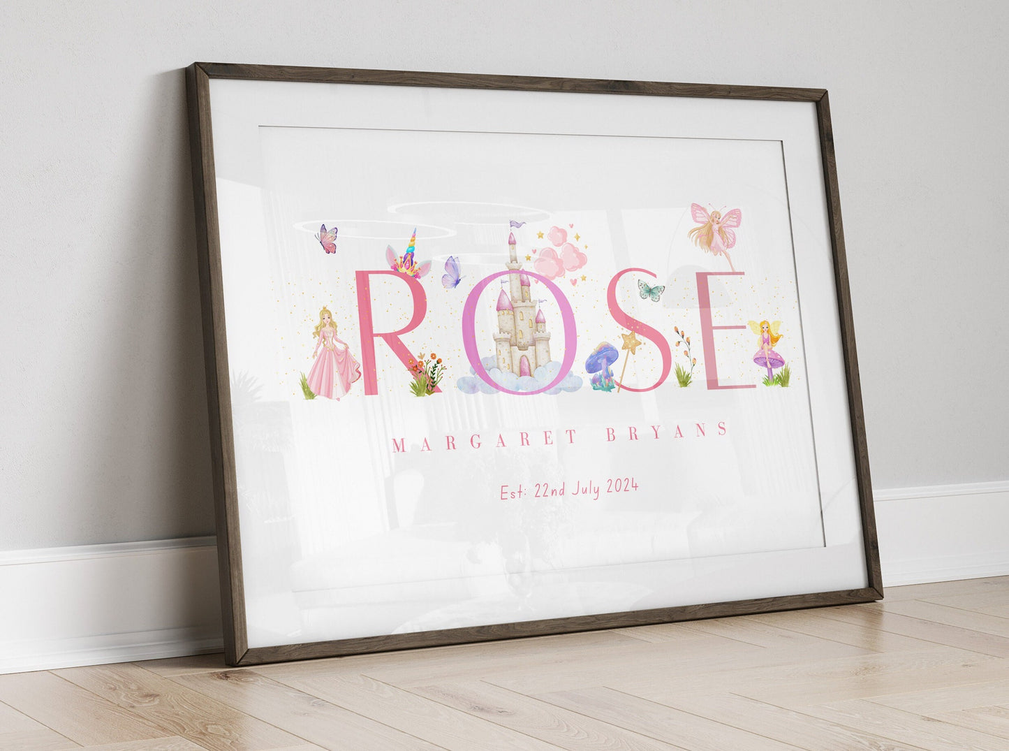 Personalised Fairy Name Print: Watercolor Nursery Decor, Fairytale Theme