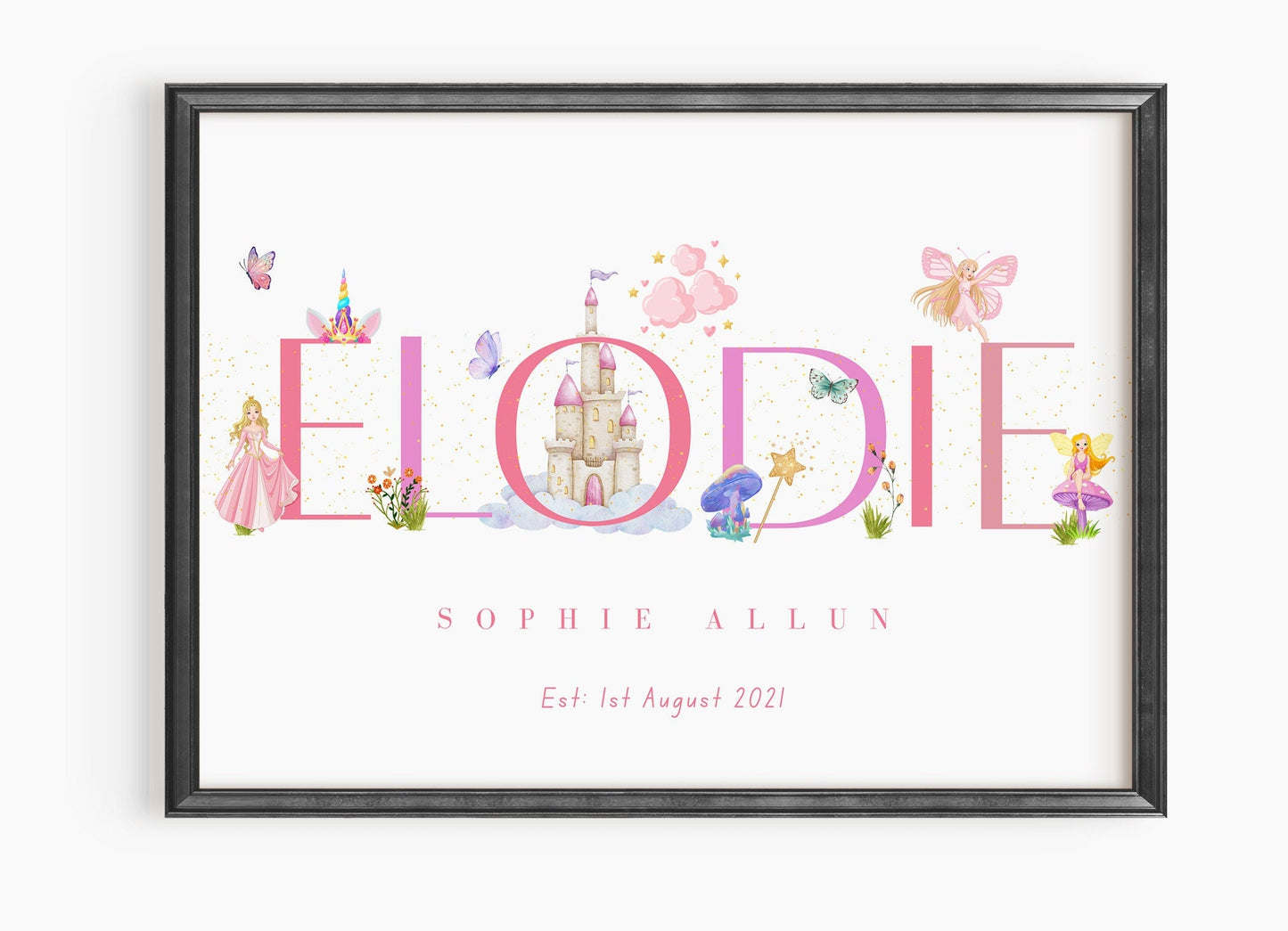 Personalised Fairy Name Print: Watercolor Nursery Decor, Fairytale Theme