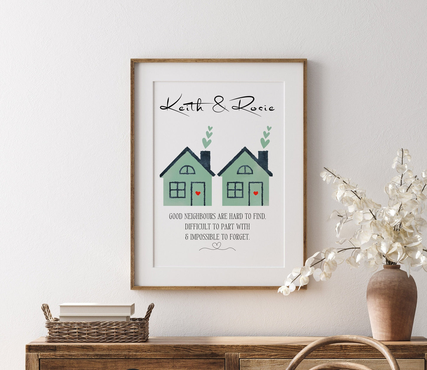 Personalised Neighbours Leaving Gift | Custom Thank You Gift | New Home Gift | Moving House Letterbox Gift | Watercolour Home Decor