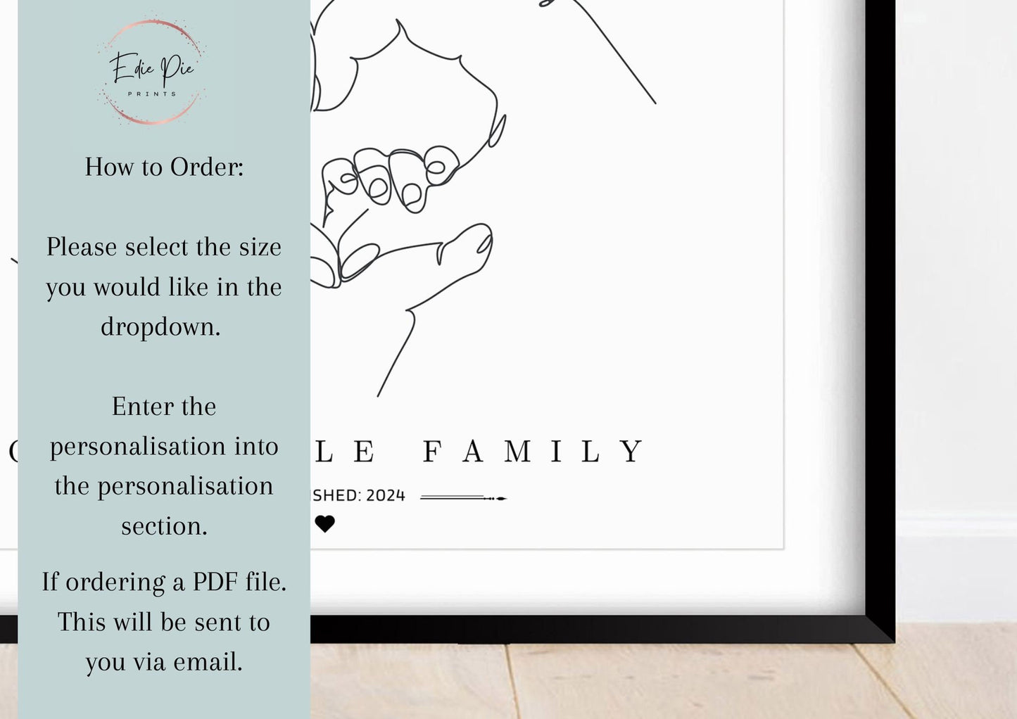 Personalised Family Hands Print, Minimalist Newborn Gift, New Baby Keepsake
