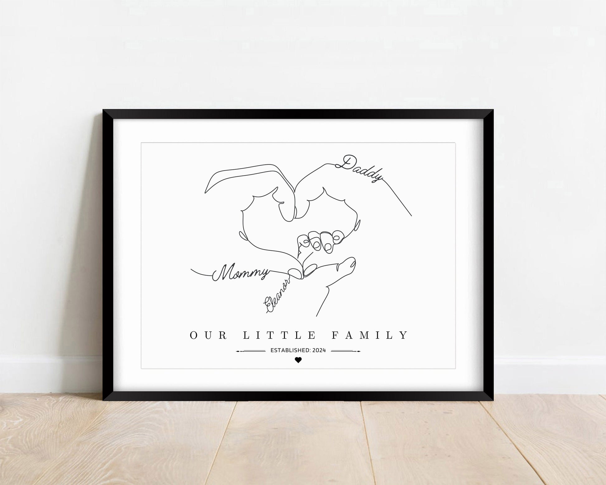 Custom Family Gift Print, Family Hands Poster, Newborn Baby Print, New Parents Wall Art, Christmas Gift Mum Dad, Friends Baby Shower Present