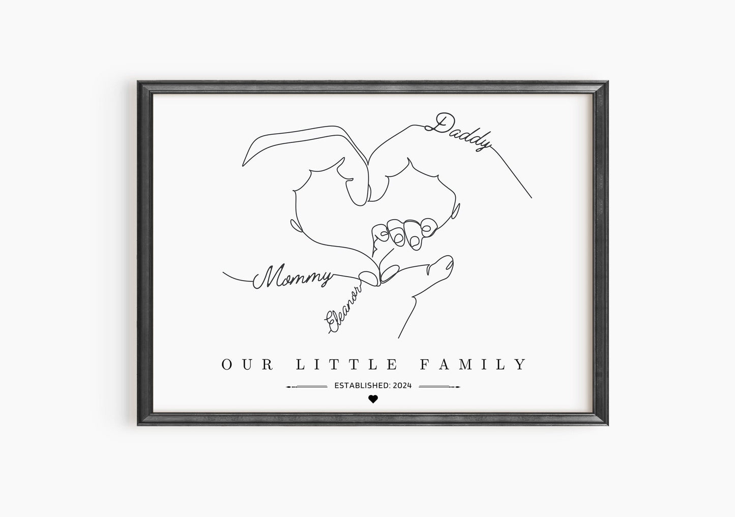 Custom Family Gift Print, Family Hands Poster, Newborn Baby Print, New Parents Wall Art, Christmas Gift Mum Dad, Friends Baby Shower Present