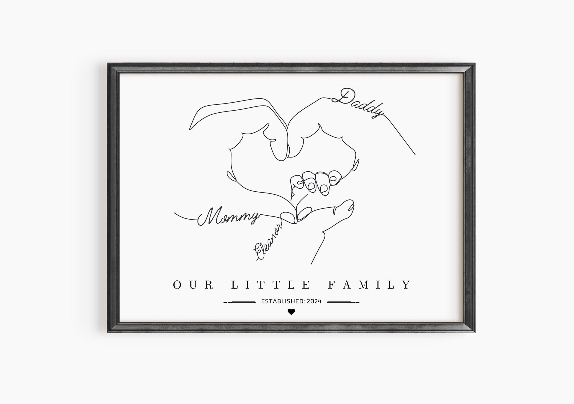 Custom Family Gift Print, Family Hands Poster, Newborn Baby Print, New Parents Wall Art, Christmas Gift Mum Dad, Friends Baby Shower Present