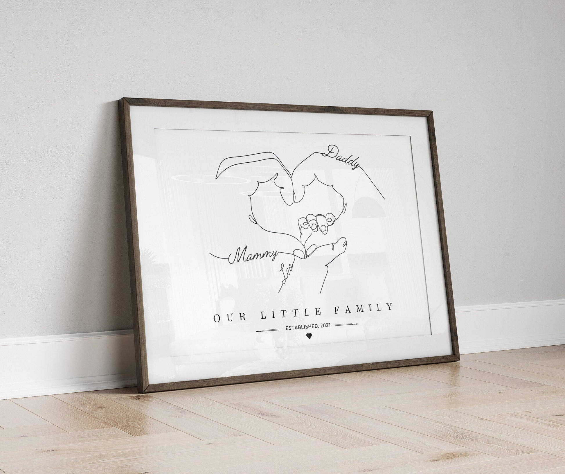 Custom Family Gift Print, Family Hands Poster, Newborn Baby Print, New Parents Wall Art, Christmas Gift Mum Dad, Friends Baby Shower Present