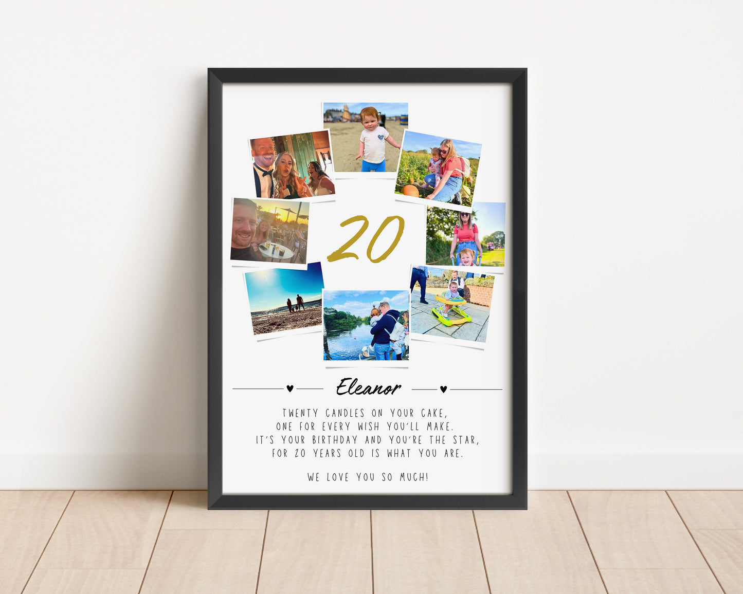 Personalised 20th Birthday Photo Collage Print: Polaroid Style Decor