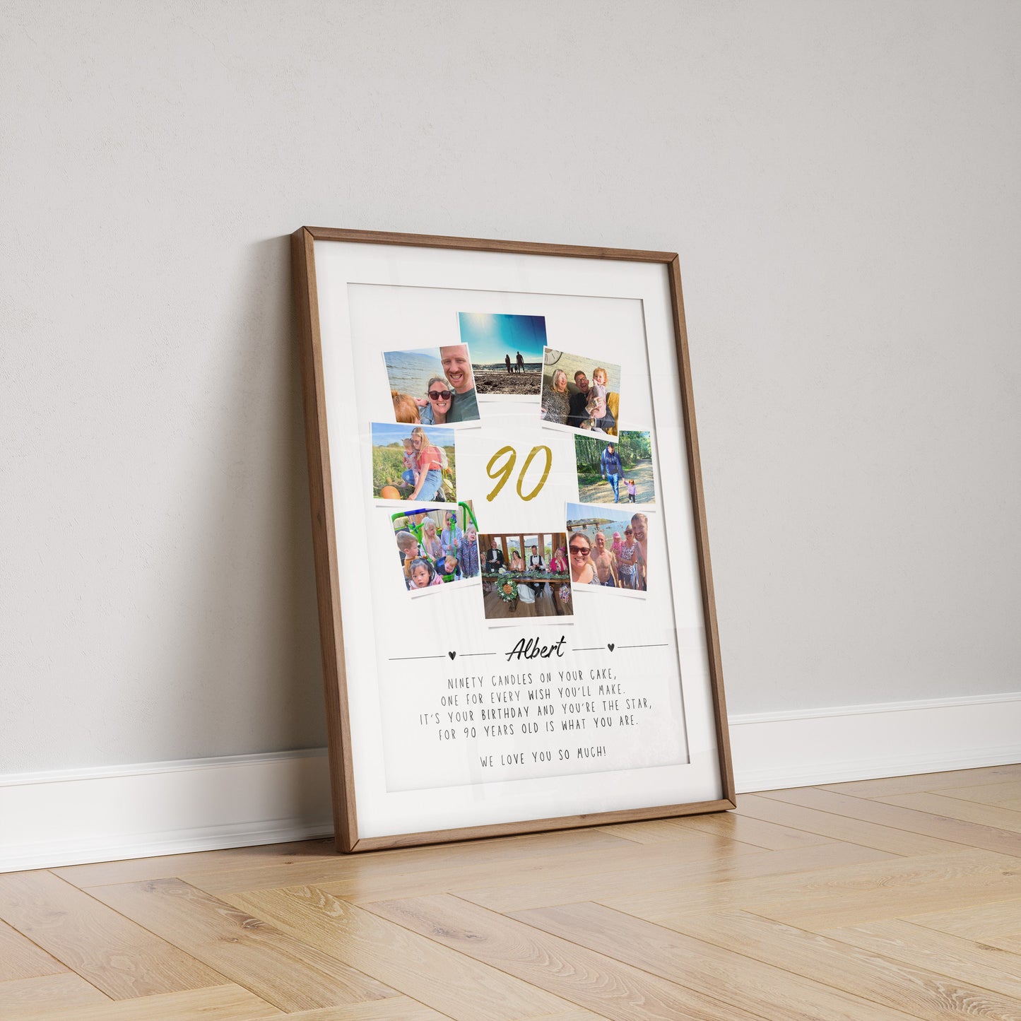 Personalised 90th Birthday Photo Collage Print: Milestone Gift