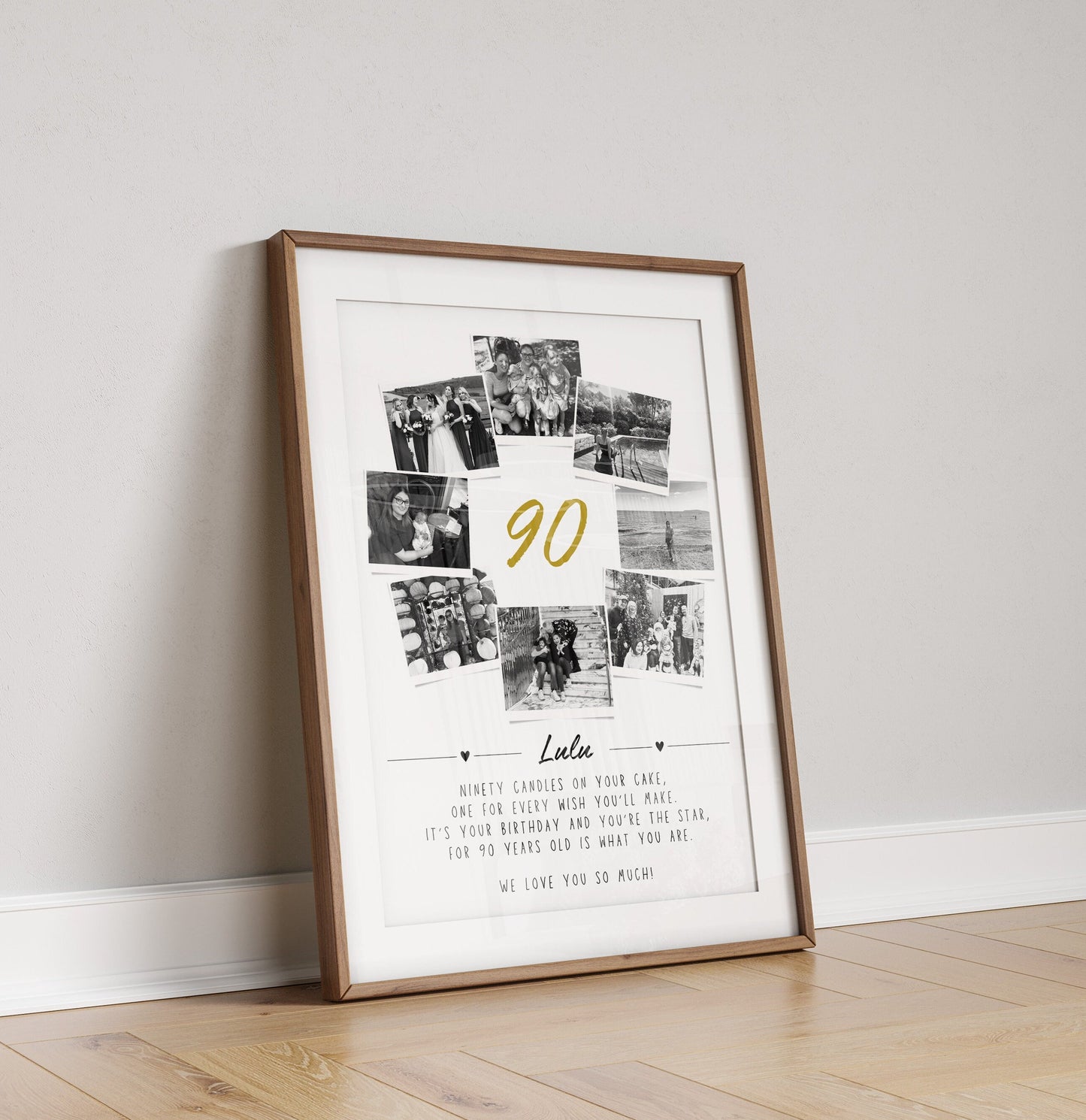 Personalised 90th Birthday Photo Collage Print: Milestone Gift