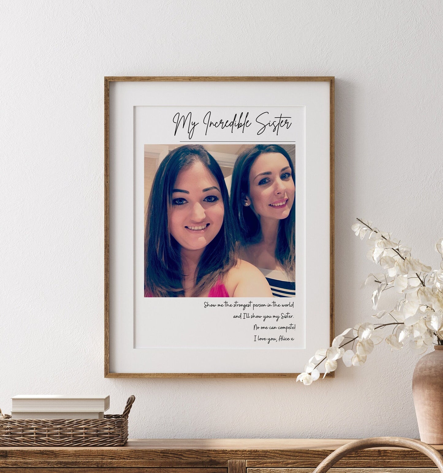 Personalized Sister Photo Print: Custom Quote Gift