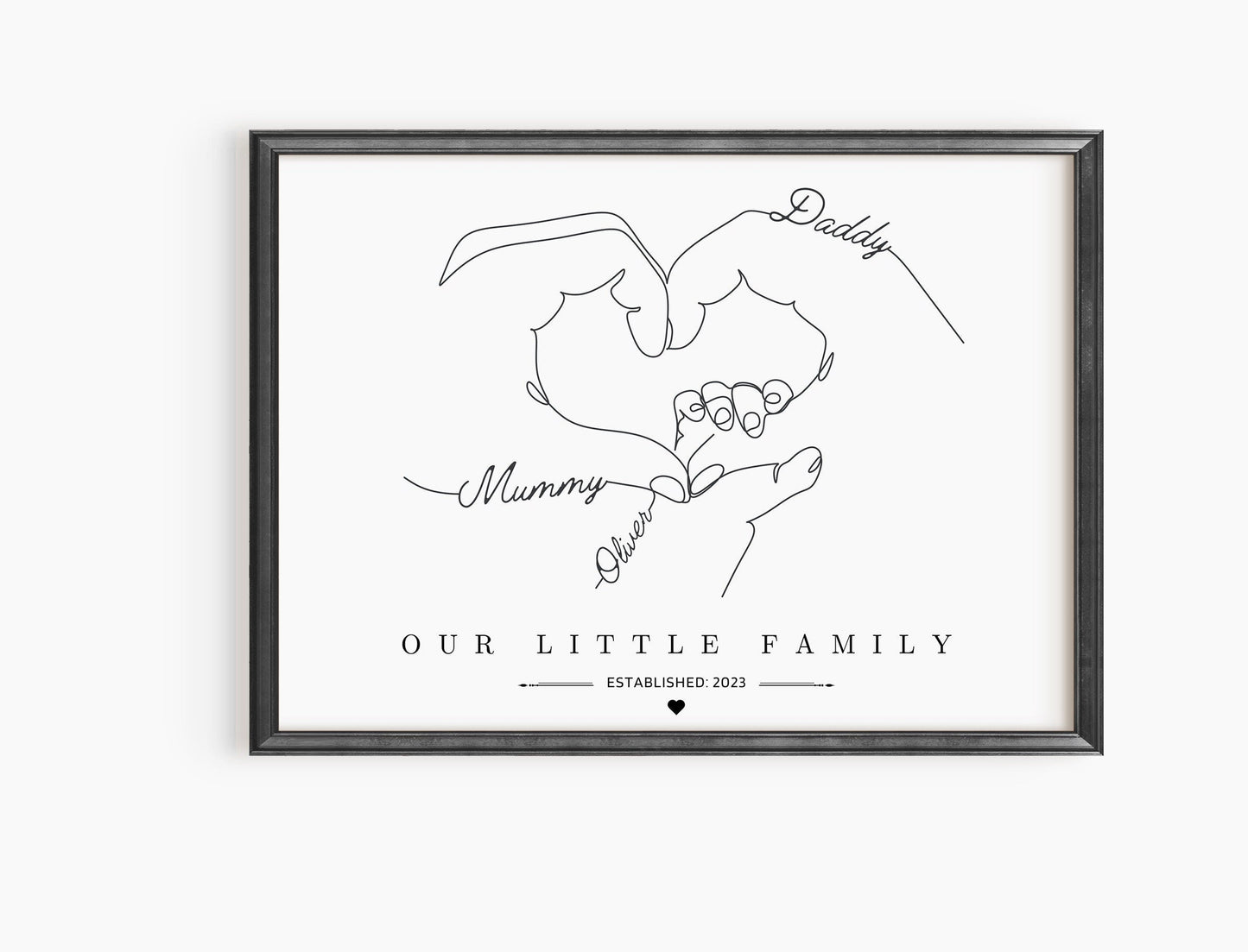 Custom Family Gift Print, Family Hands Poster, Newborn Baby Print, New Parents Wall Art, Christmas Gift Mum Dad, Friends Baby Shower Present
