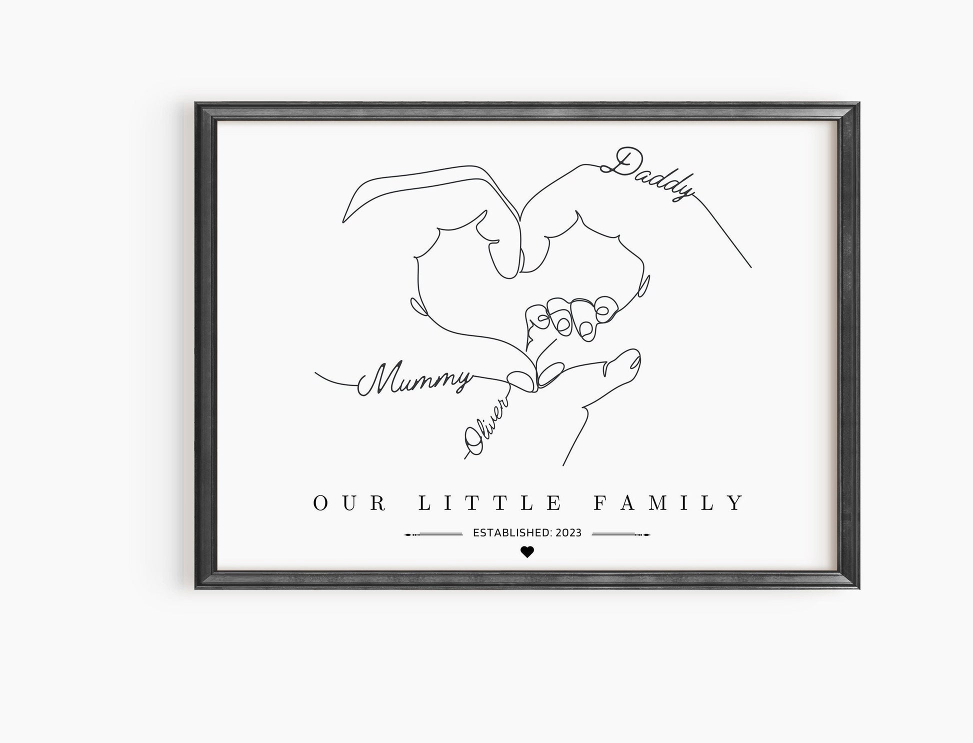 Custom Family Gift Print, Family Hands Poster, Newborn Baby Print, New Parents Wall Art, Christmas Gift Mum Dad, Friends Baby Shower Present