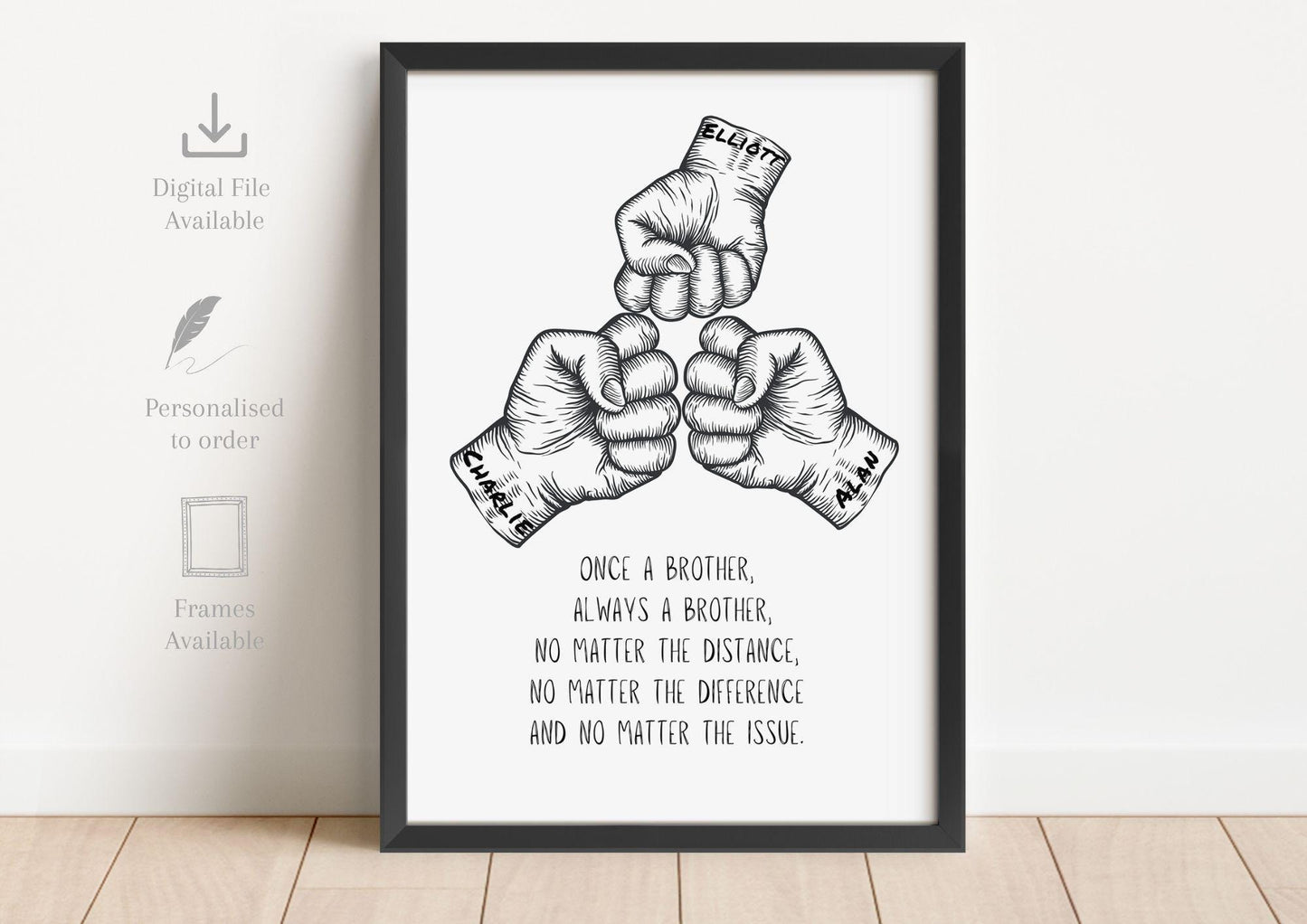 Brotherhood Fist Bump Print: Personalized Sibling Gift