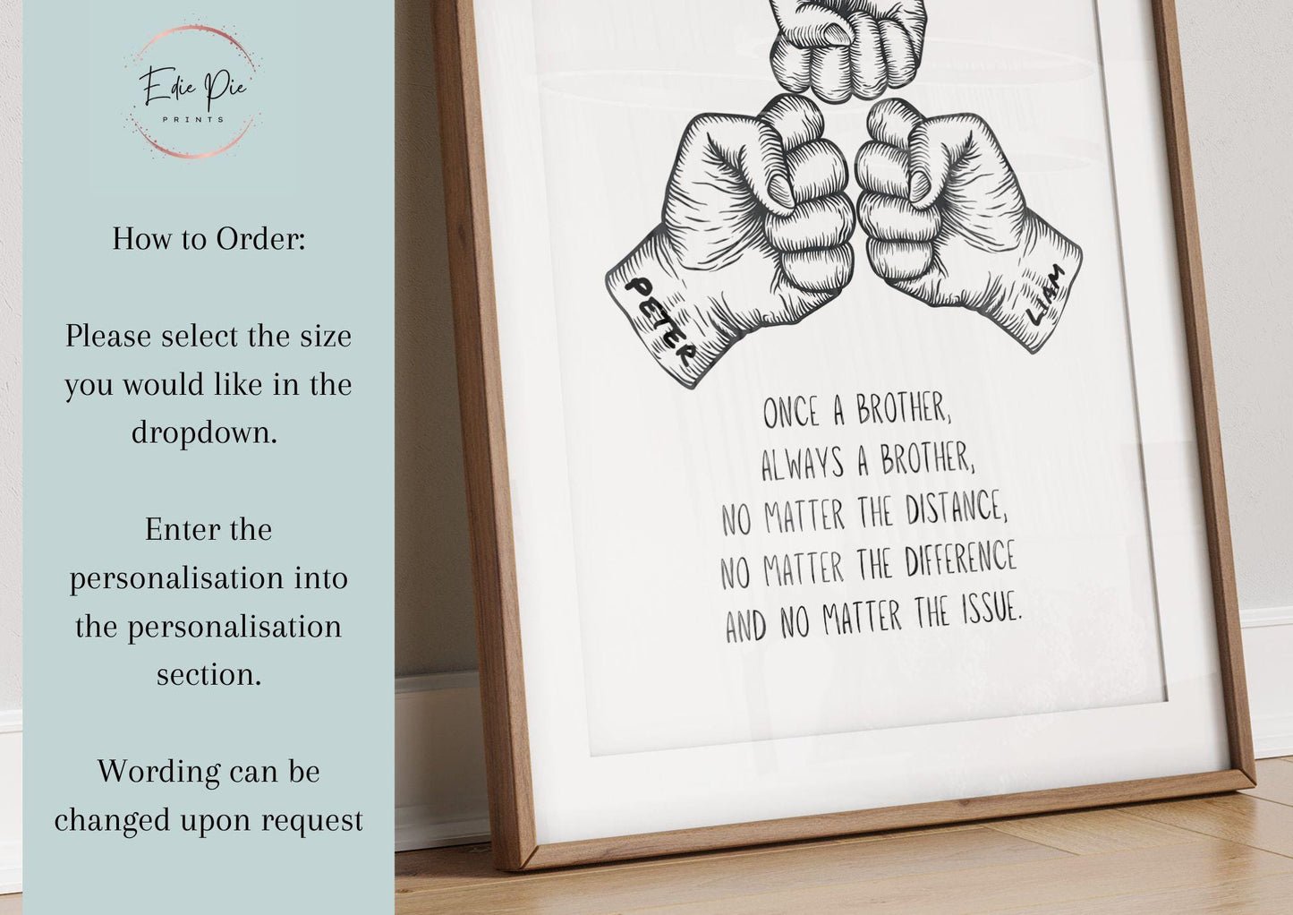 Brotherhood Fist Bump Print: Personalized Sibling Gift