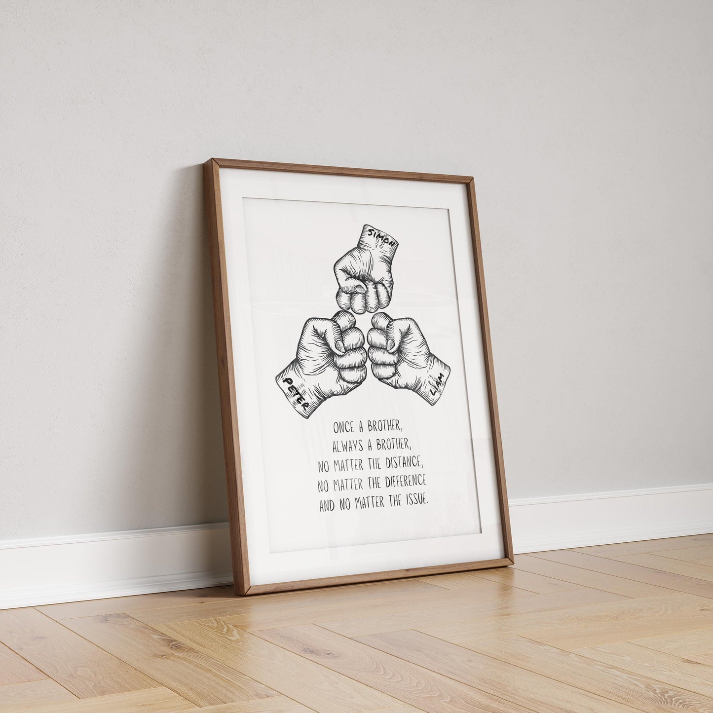 Brotherhood Fist Bump Print: Personalized Sibling Gift