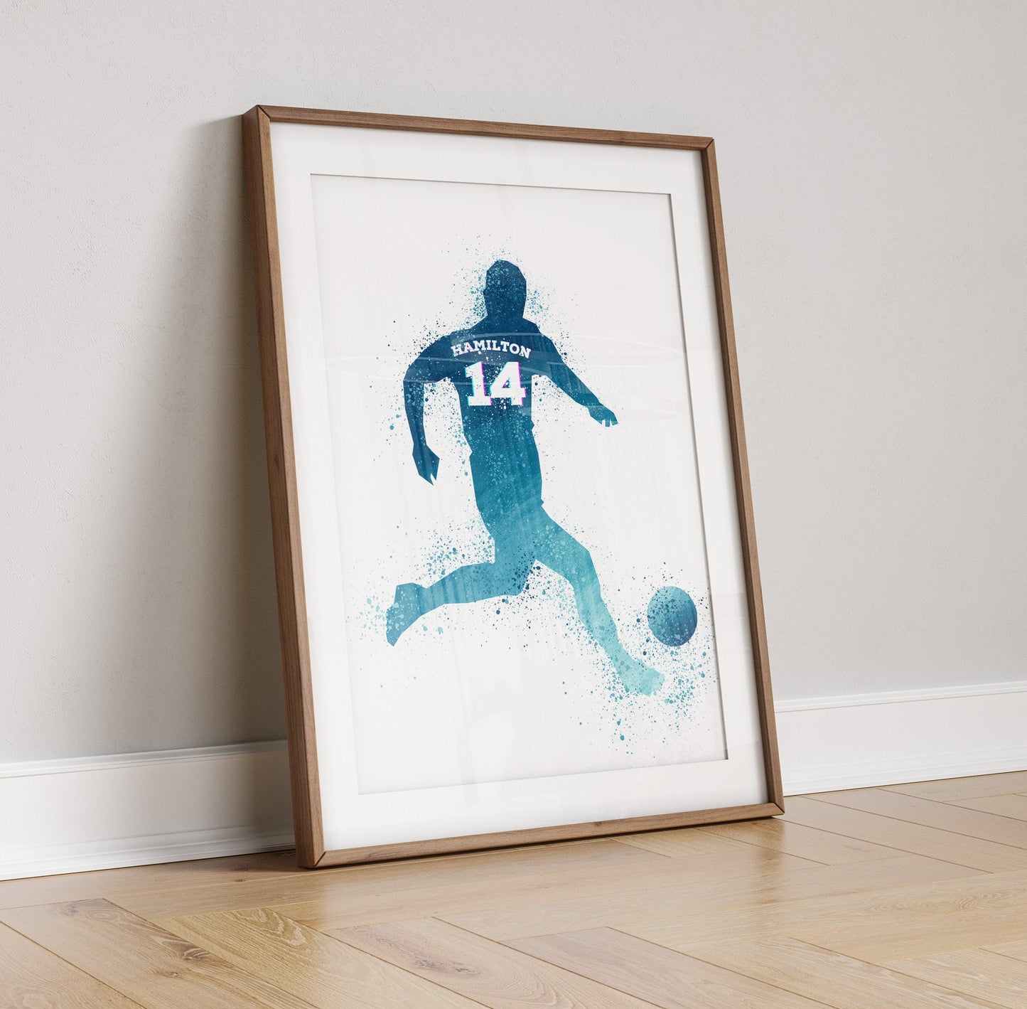 Personalised Football Player Print Set: Watercolor Splash Art (Set of 3)