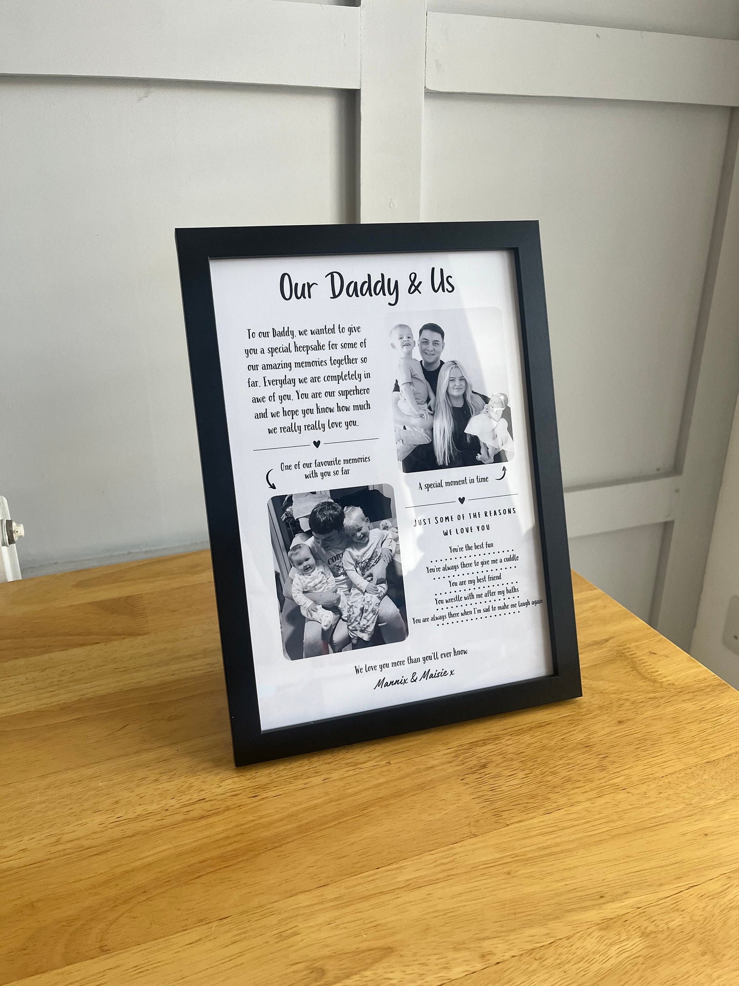 Custom Daddy Print, Family Photo Gift, Dad Birthday Present, Father Christmas Gift, Personalised Daddy Birthday Gift from Son Daughter