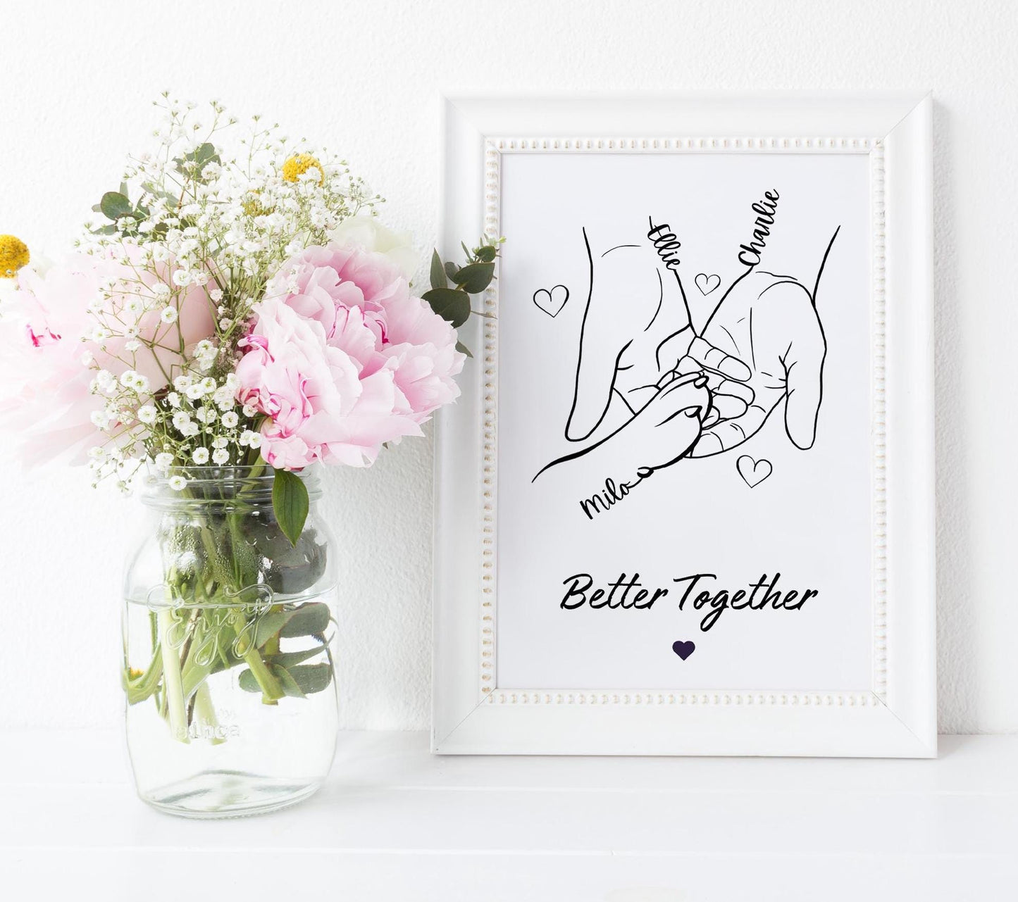 Personalised Dog Paw & Hand Print, Custom Pet Paw Gift Art, New Puppy Framed