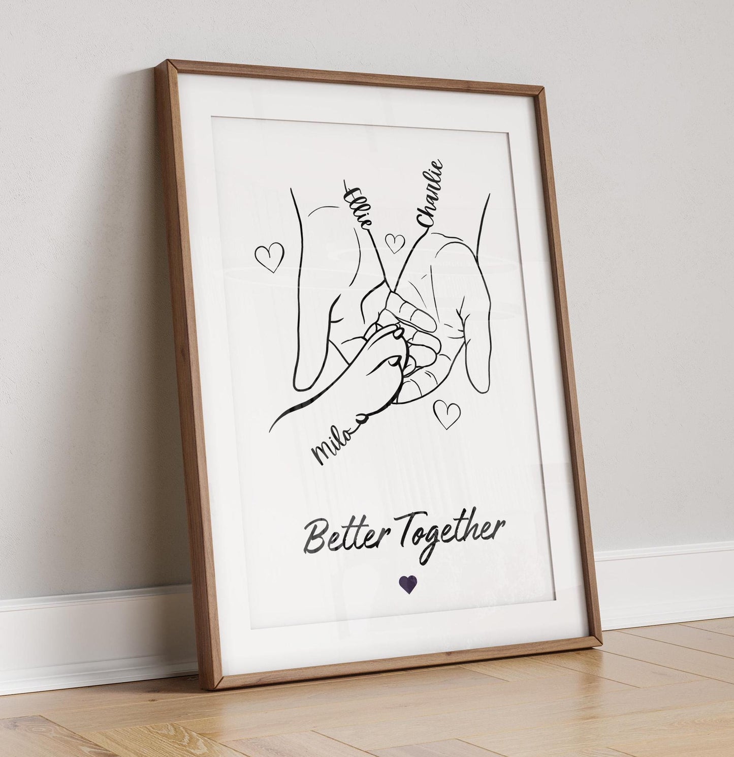 Personalised Dog Paw & Hand Print, Custom Pet Paw Gift Art, New Puppy Framed