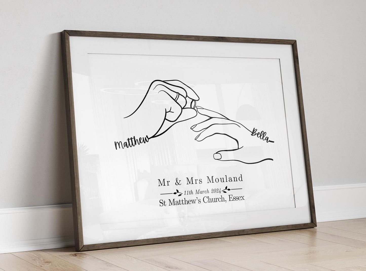 Custom Wedding Line Art Print: Personalised Couple Drawing, LGBTQ Keepsake