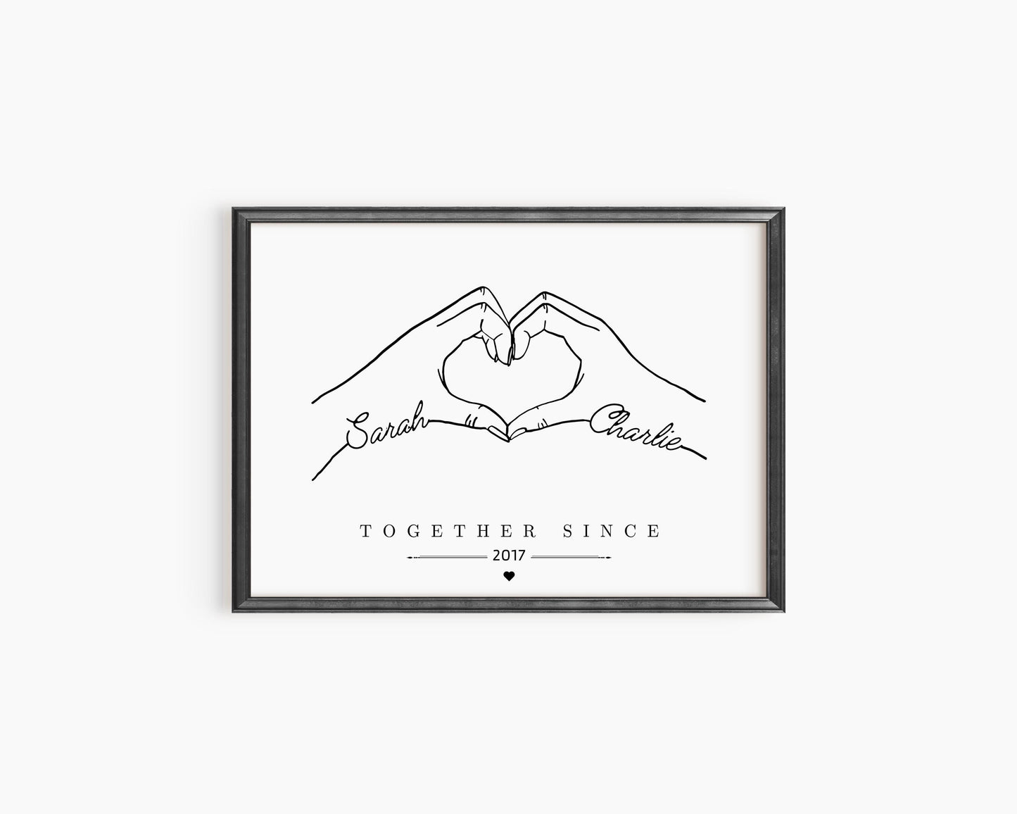 Personalised Heart Hands Couple Gift, Anniversary Present, Anniversary Gift Print, Engagement or Wedding Gift for Friend or Fiancé, Birthday