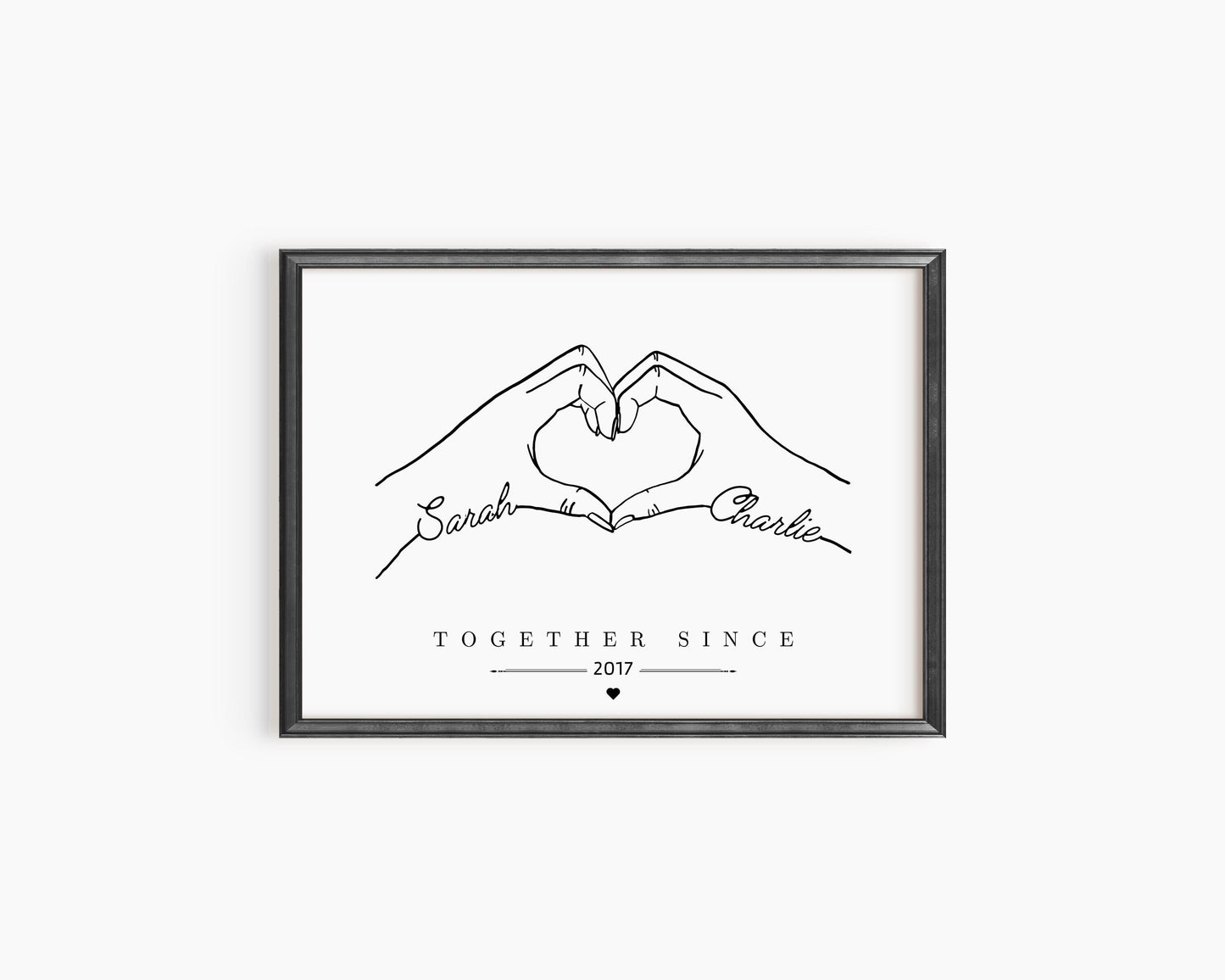 Personalised Heart Hands Couple Gift, Anniversary Present, Anniversary Gift Print, Engagement or Wedding Gift for Friend or Fiancé, Birthday