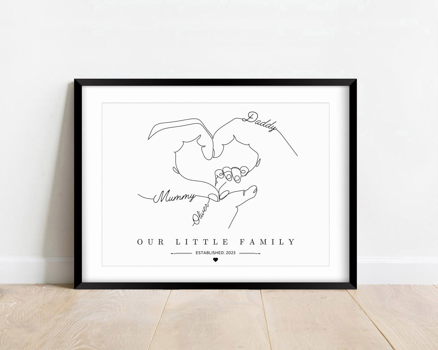 Custom Family Gift Print, Family Hands Poster, Newborn Baby Print, New Parents Wall Art, Christmas Gift Mum Dad, Friends Baby Shower Present