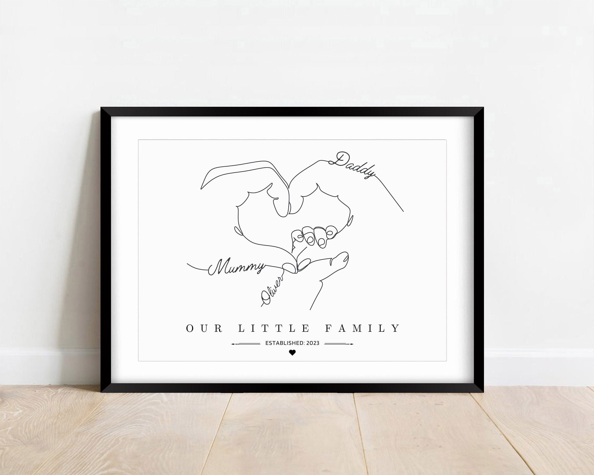 Custom Family Gift Print, Family Hands Poster, Newborn Baby Print, New Parents Wall Art, Christmas Gift Mum Dad, Friends Baby Shower Present