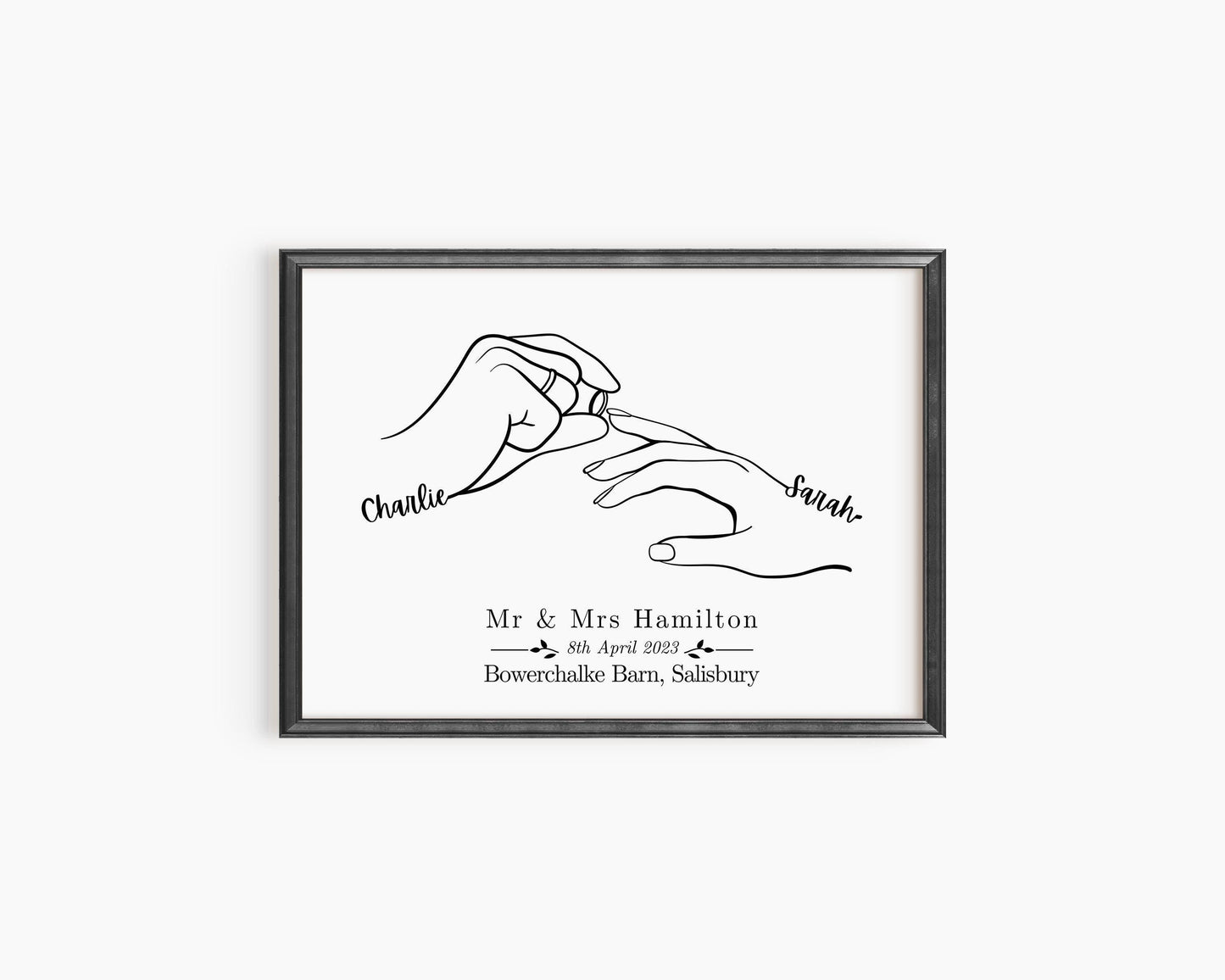 Custom Wedding Line Art Print: Personalised Couple Drawing, LGBTQ Keepsake