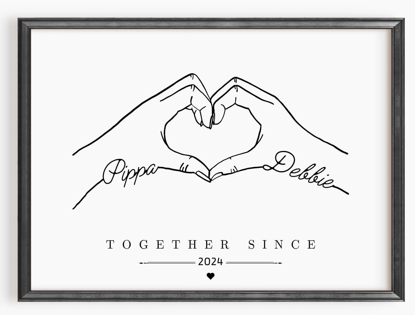 Personalised Heart Hands Couple Gift, Anniversary Present, Anniversary Gift Print, Engagement or Wedding Gift for Friend or Fiancé, Birthday