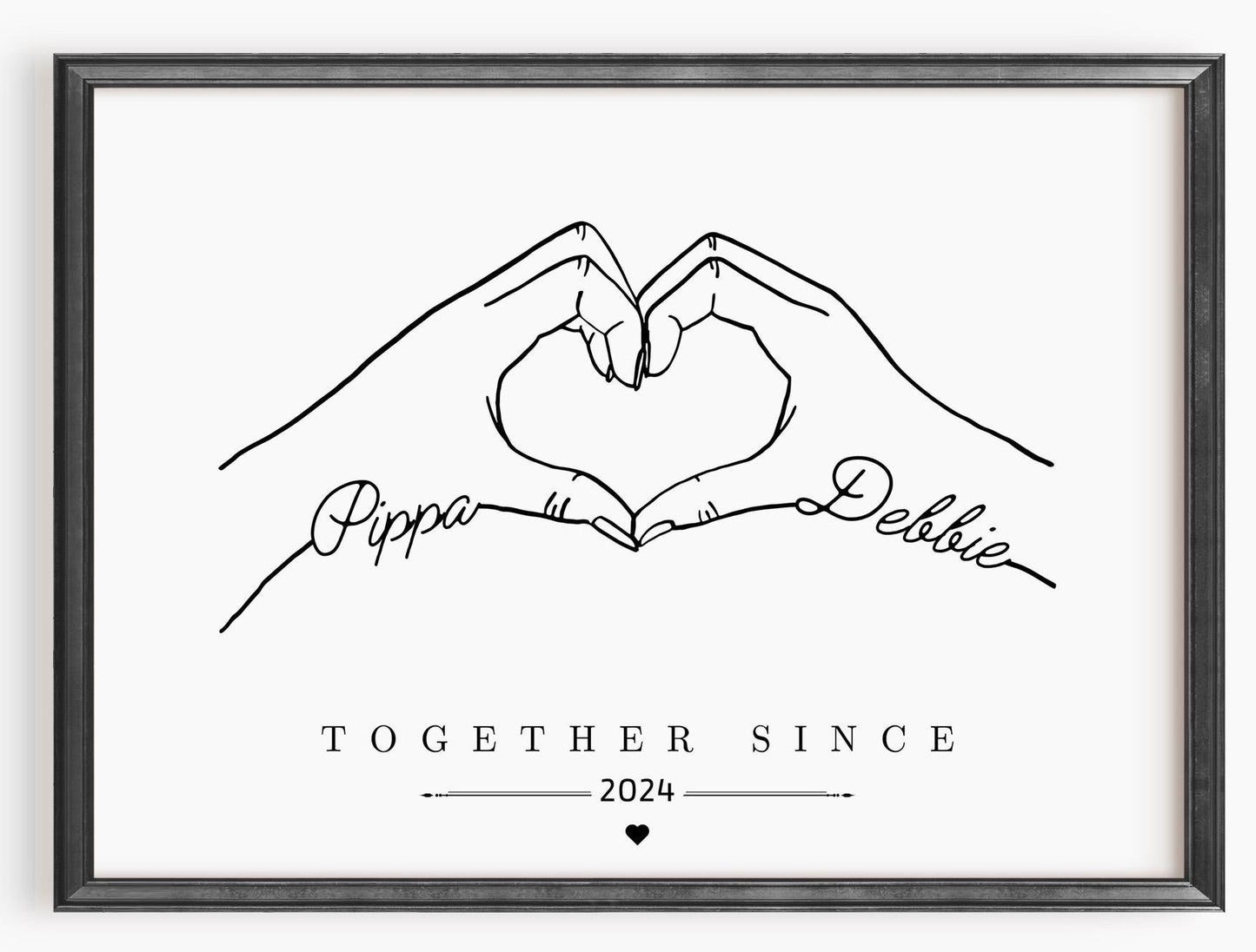 Personalised Heart Hands Couple Gift, Anniversary Present, Anniversary Gift Print, Engagement or Wedding Gift for Friend or Fiancé, Birthday