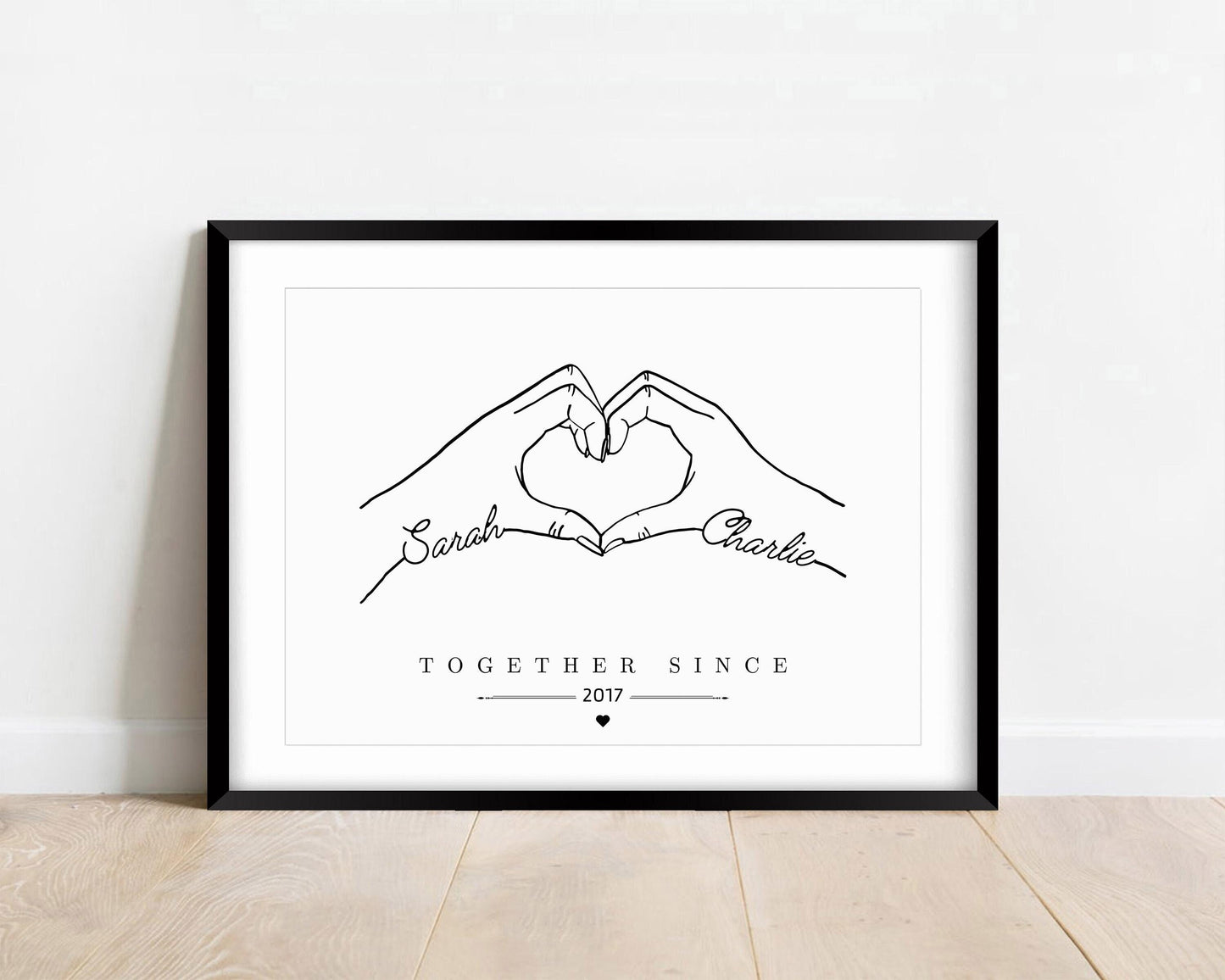 Personalised Heart Hands Couple Gift, Anniversary Present, Anniversary Gift Print, Engagement or Wedding Gift for Friend or Fiancé, Birthday