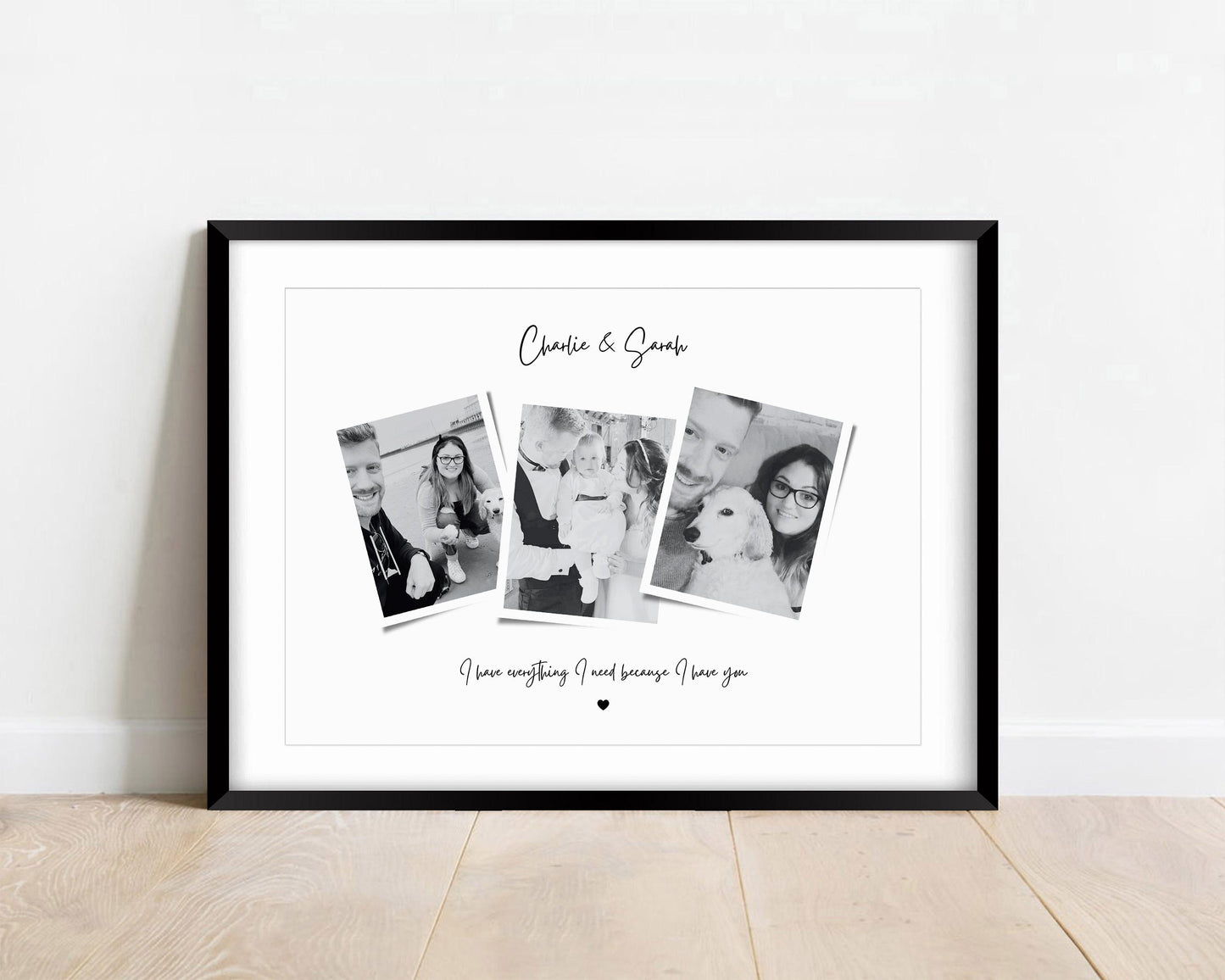 Personalised Wife Birthday Print, Boyfriend Christmas Gift, Couple Photo Frame, Anniversary Present, Polaroid Photo Strip, Fiancé Gift Idea