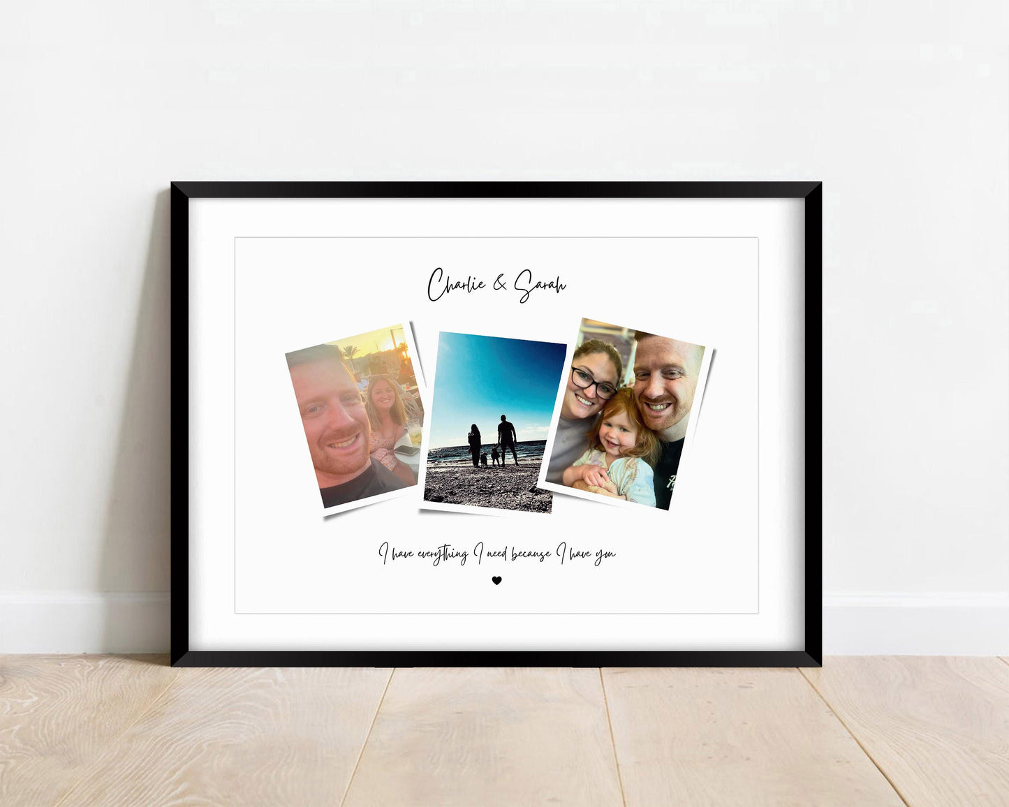 Personalised Wife Birthday Print, Boyfriend Christmas Gift, Couple Photo Frame, Anniversary Present, Polaroid Photo Strip, Fiancé Gift Idea