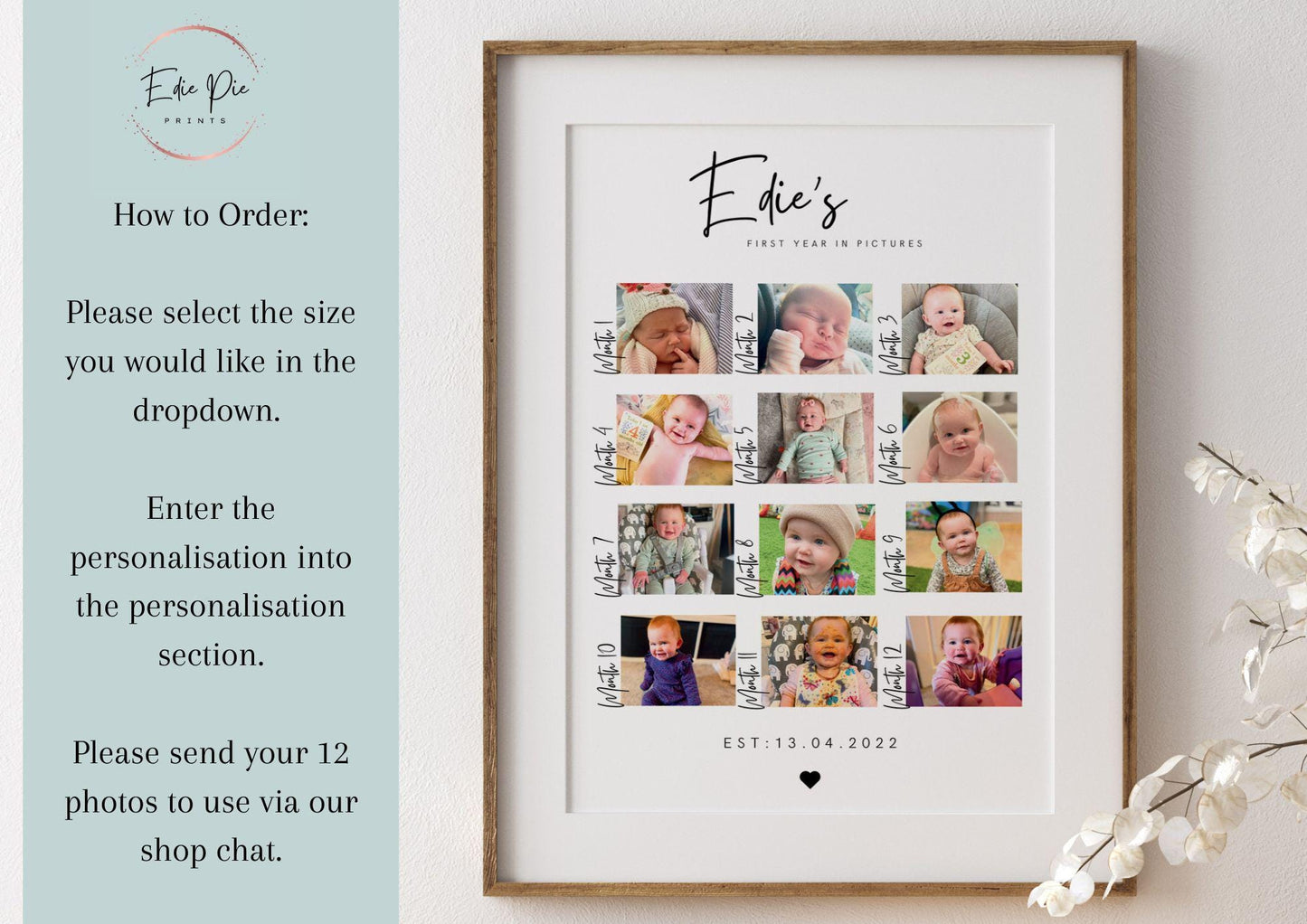 Personalized Baby's First Year Photo Print: Milestone Keepsake