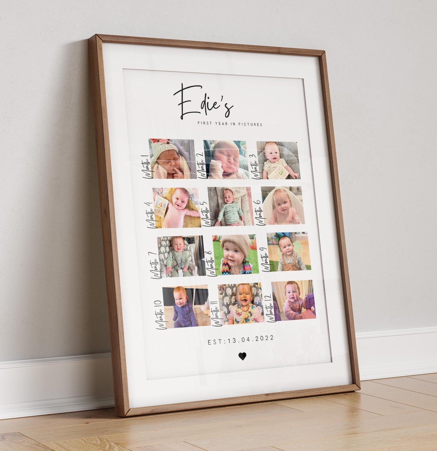 Personalized Baby's First Year Photo Print: Milestone Keepsake