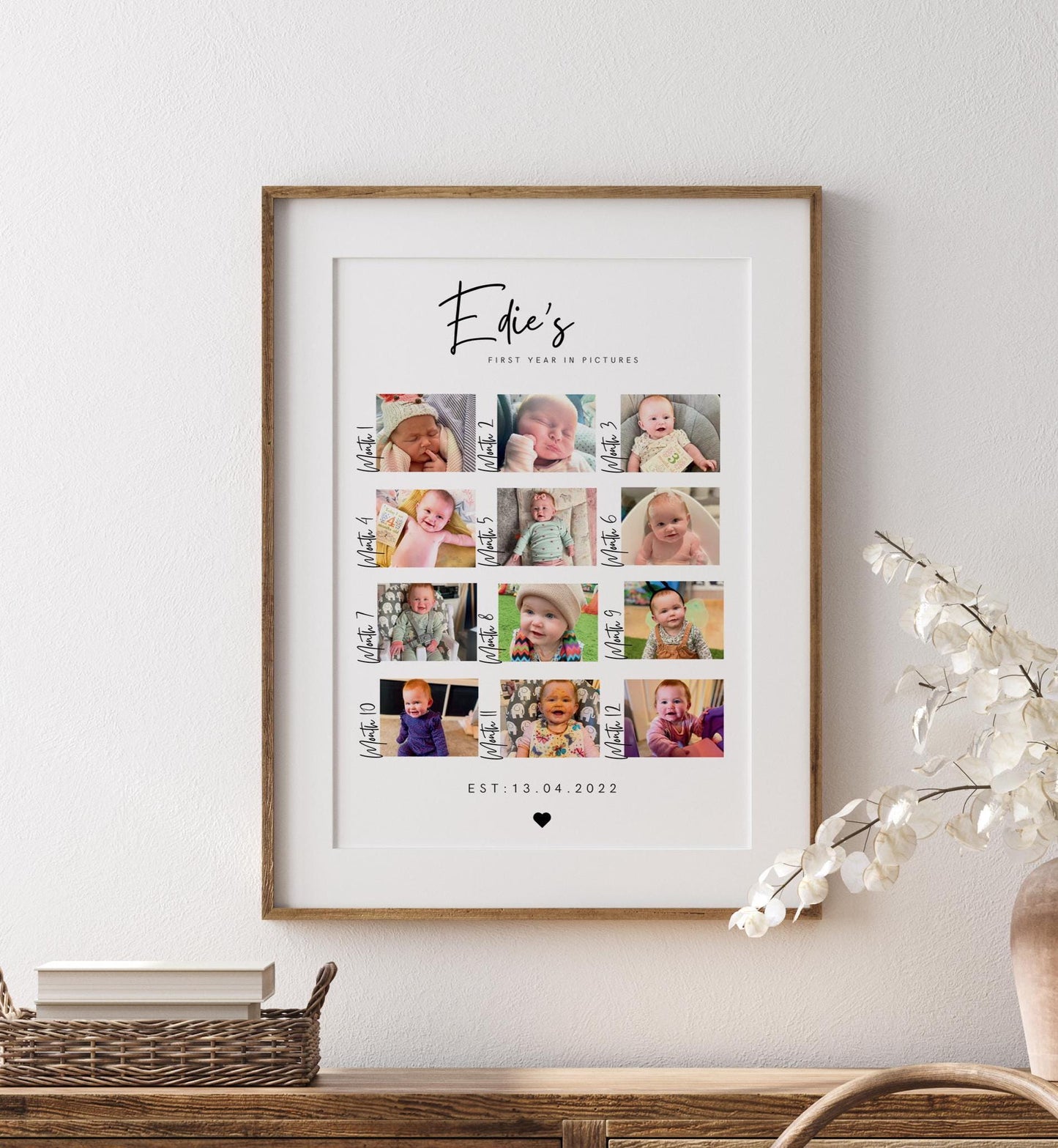 Personalized Baby's First Year Photo Print: Milestone Keepsake