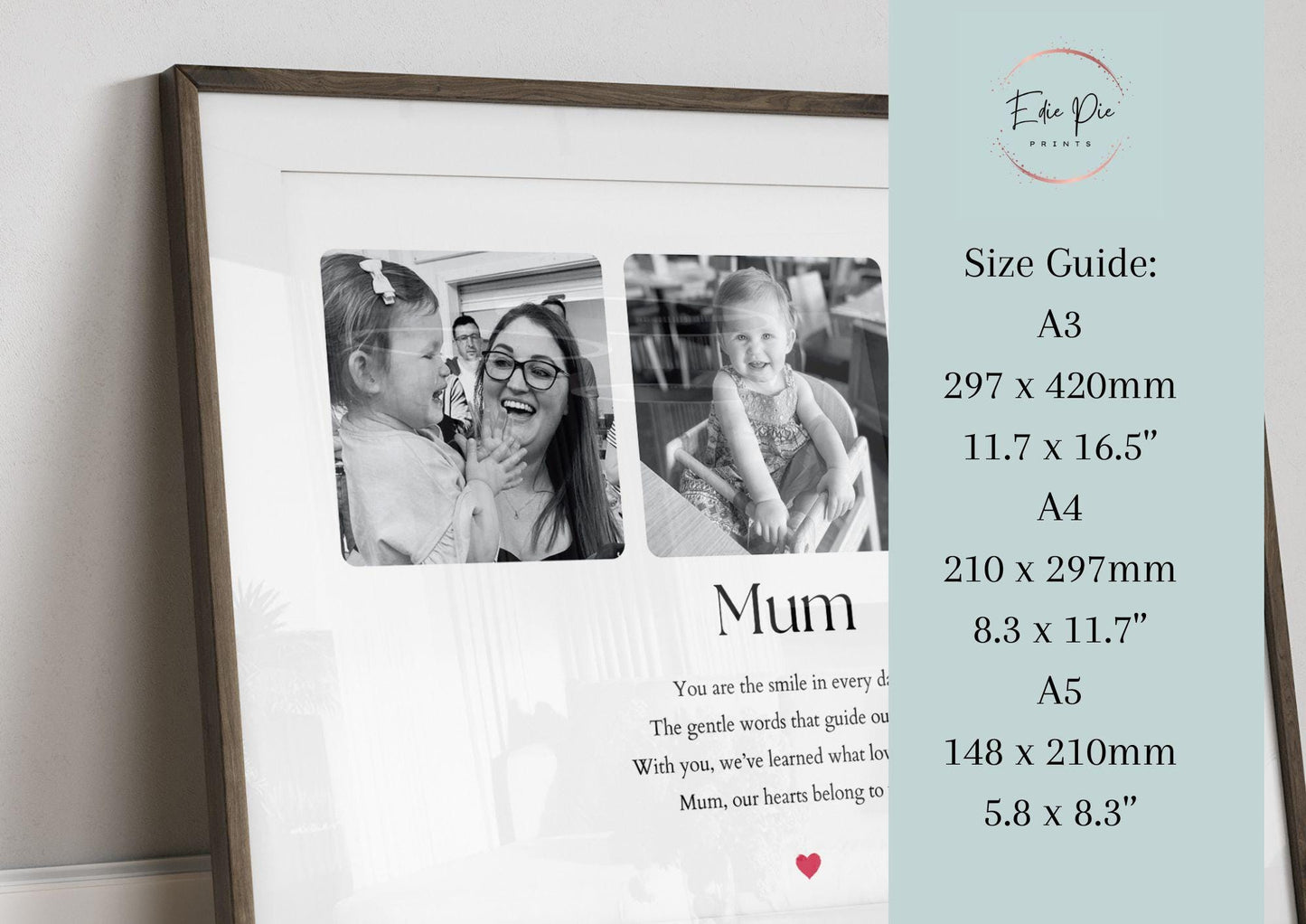 Personalized Mum Photo Print: Mother Daughter Gift, Quote Wall Art