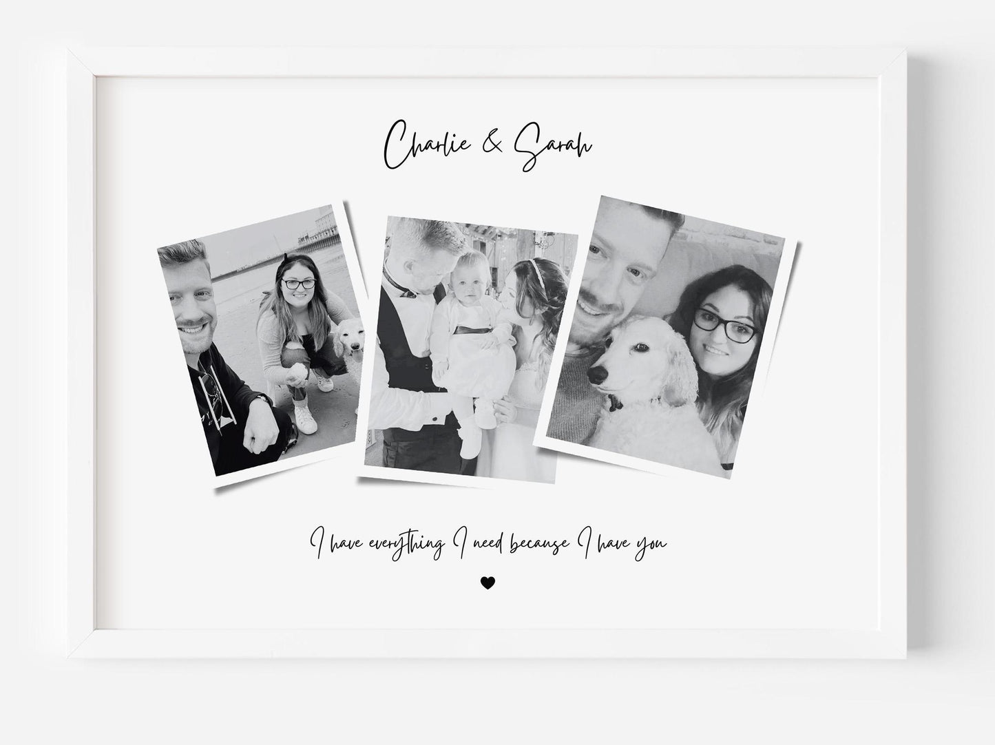 Personalised Wife Birthday Print, Boyfriend Christmas Gift, Couple Photo Frame, Anniversary Present, Polaroid Photo Strip, Fiancé Gift Idea
