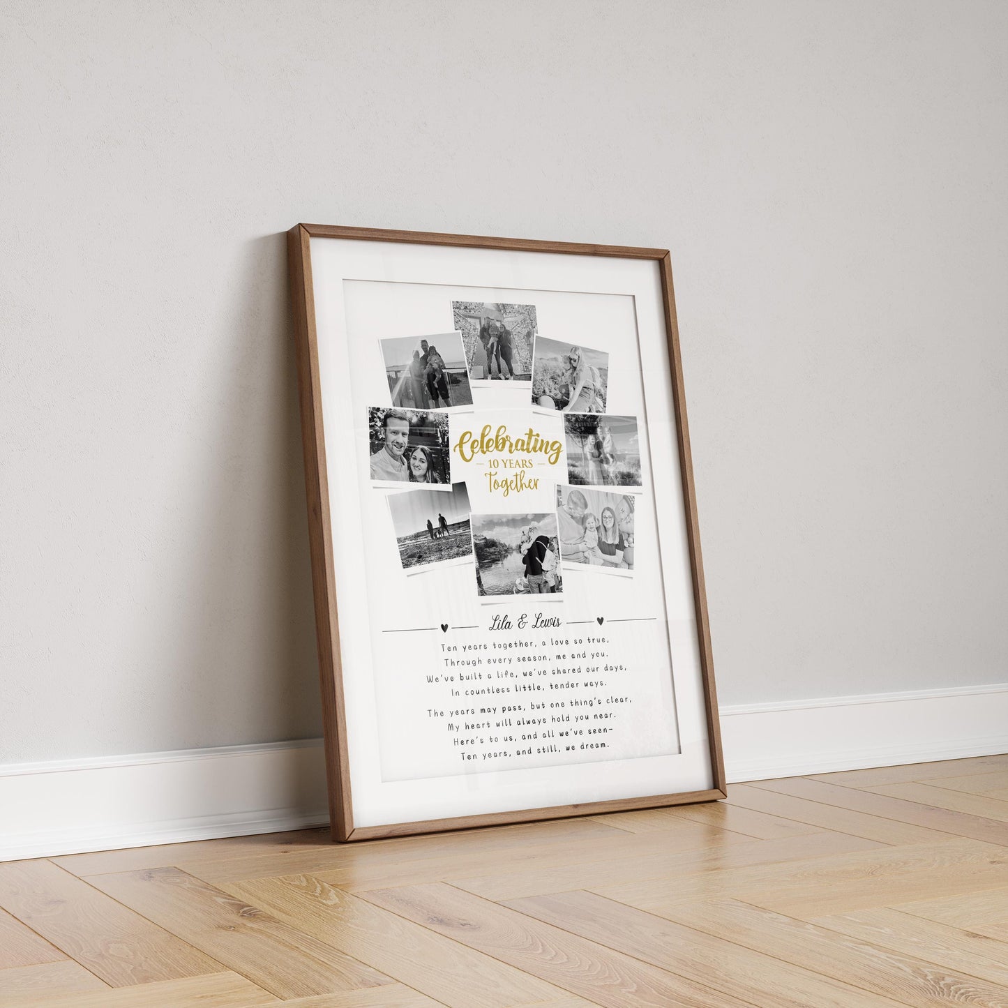 Custom 10th Anniversary Photo Collage, 10 Year Anniversary Gift, 10 Year Celebration, Polaroid Photo Decor, Tin Anniversary Gift for Wife