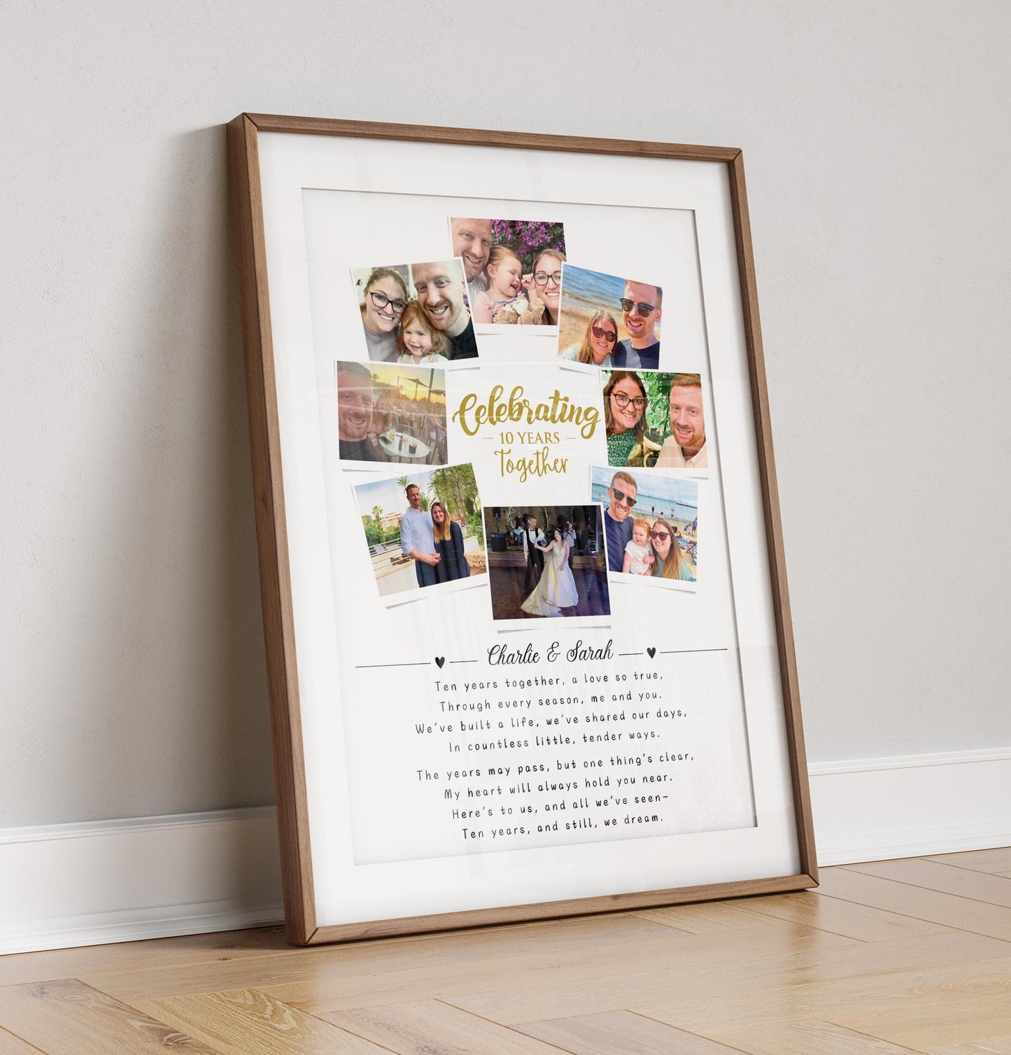 Custom 10th Anniversary Photo Collage, 10 Year Anniversary Gift, 10 Year Celebration, Polaroid Photo Decor, Tin Anniversary Gift for Wife