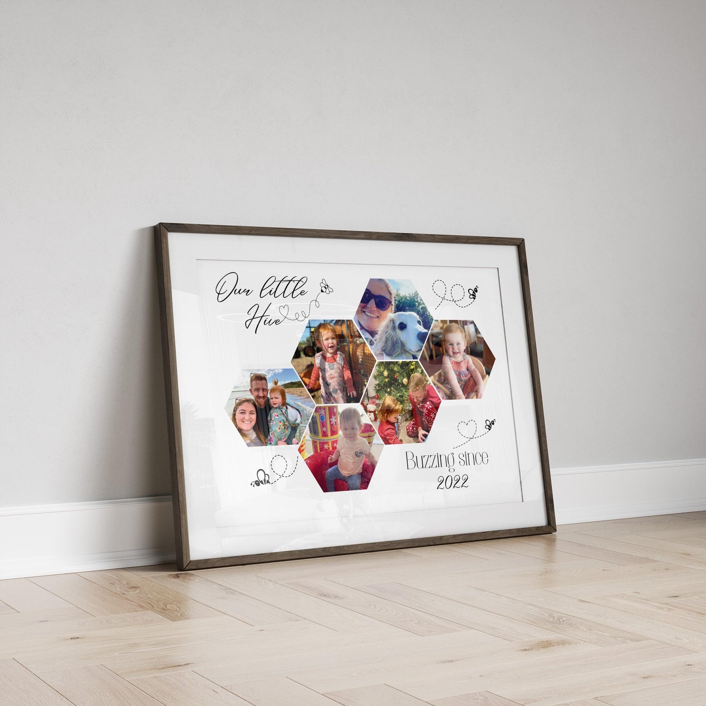 Personalized Family Photo Collage Print: Beehive Wall Art