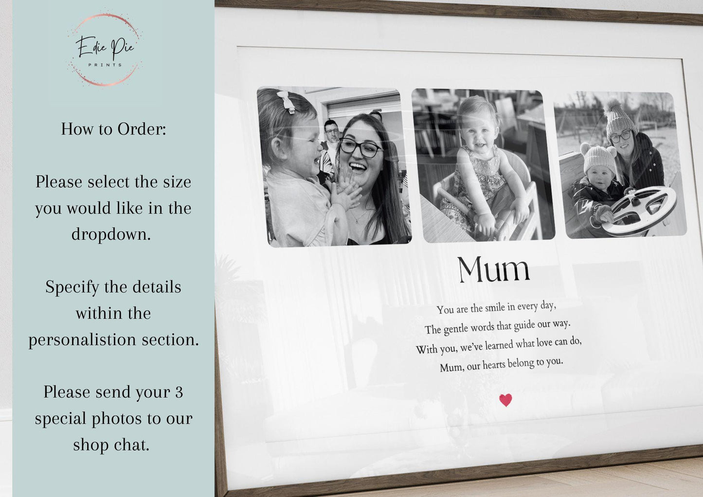 Personalized Mum Photo Print: Mother Daughter Gift, Quote Wall Art