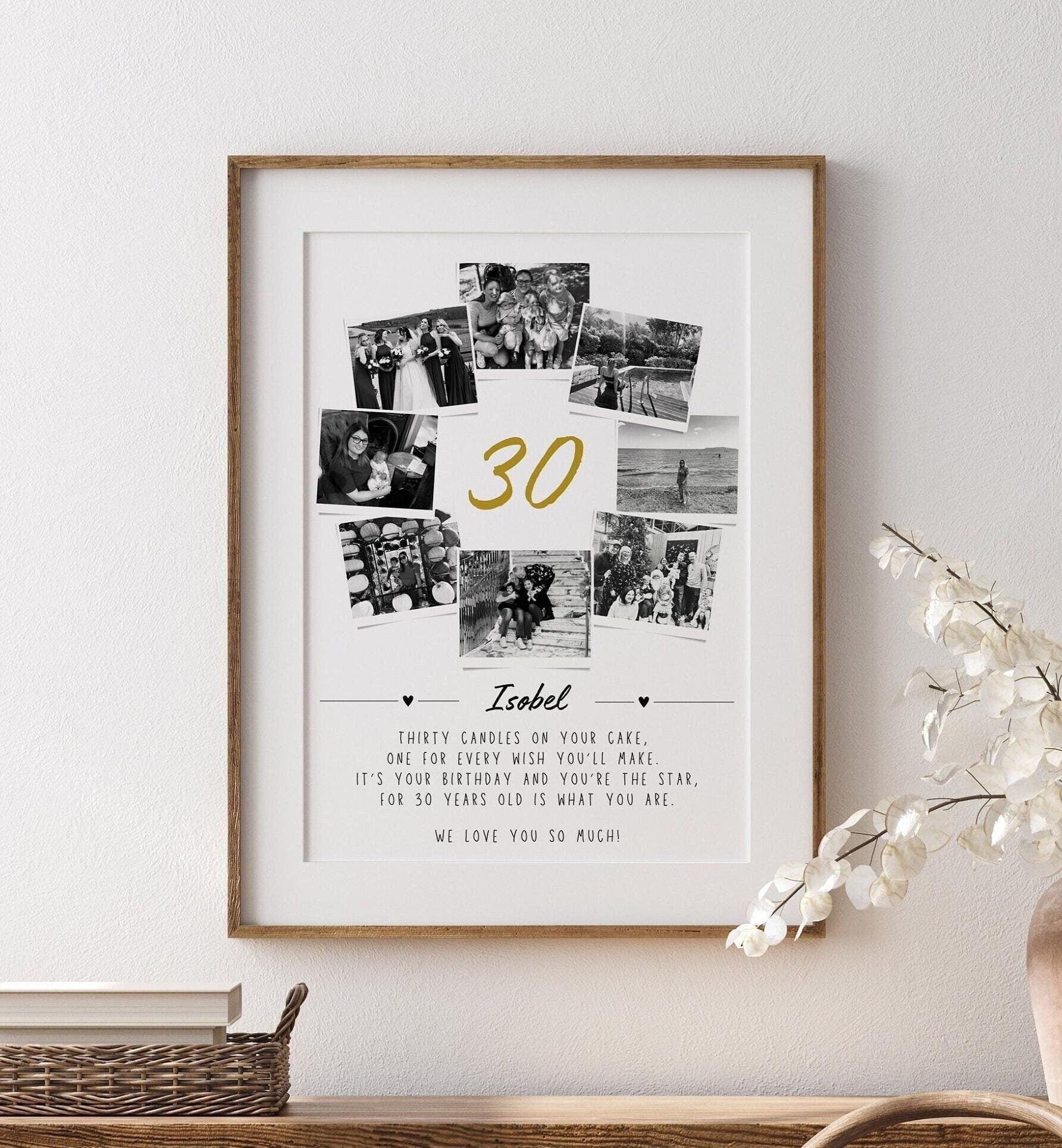 Personalised 30th Birthday Photo Collage Print, Milestone Gift Frame