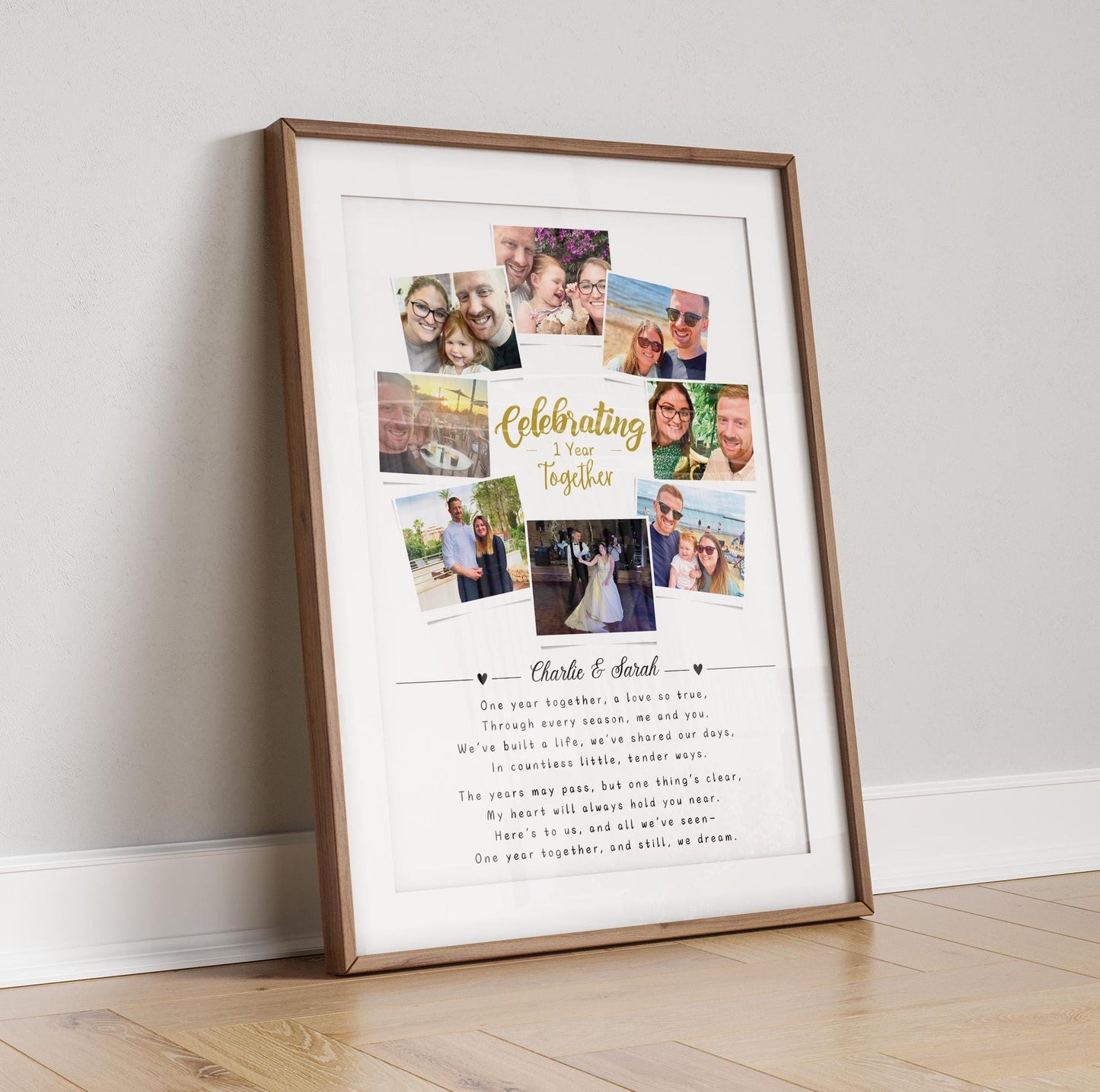 First Wedding Anniversary Personalised  Photo Collage, Paper Anniversary Gift, 1 Year Anniversary Celebration, Polaroid Photo Gift, Wedding