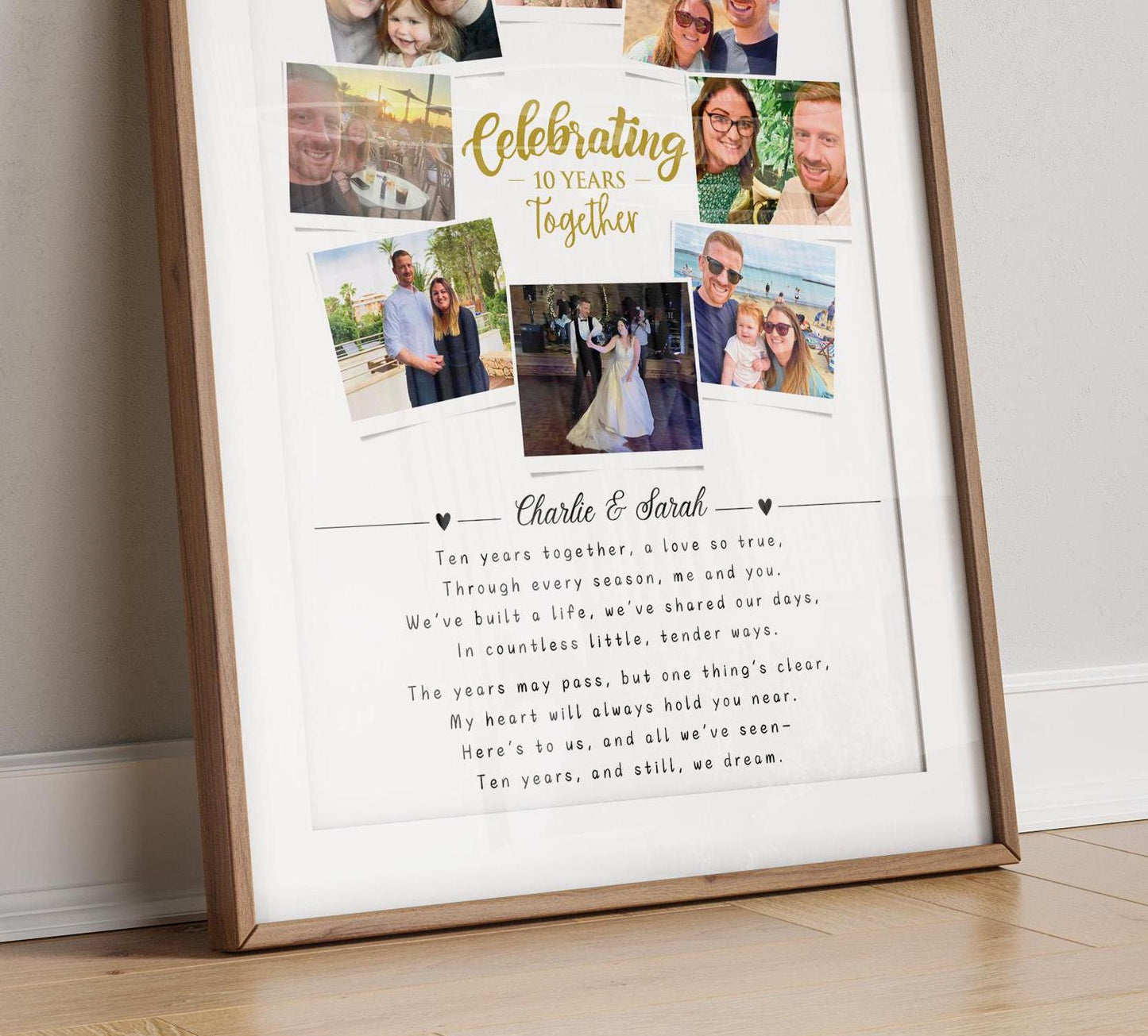 Custom 10th Anniversary Photo Collage, 10 Year Anniversary Gift, 10 Year Celebration, Polaroid Photo Decor, Tin Anniversary Gift for Wife
