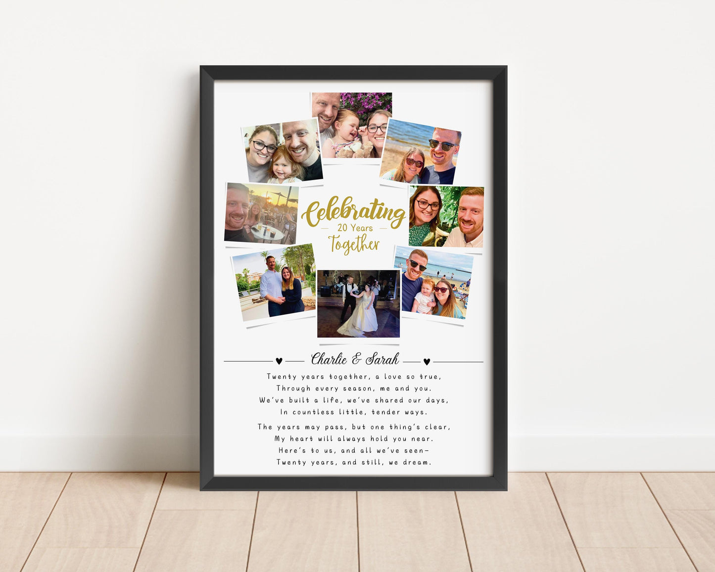 Personalised 20th Year Anniversary Photo Collage, Twenty Anniversary Gift, 20th Celebration, Polaroid Photo Gift, Porcelain Wife Anniversary