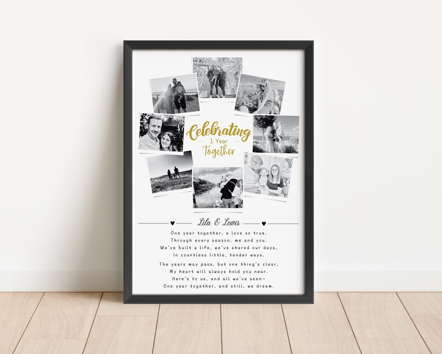 First Wedding Anniversary Personalised  Photo Collage, Paper Anniversary Gift, 1 Year Anniversary Celebration, Polaroid Photo Gift, Wedding