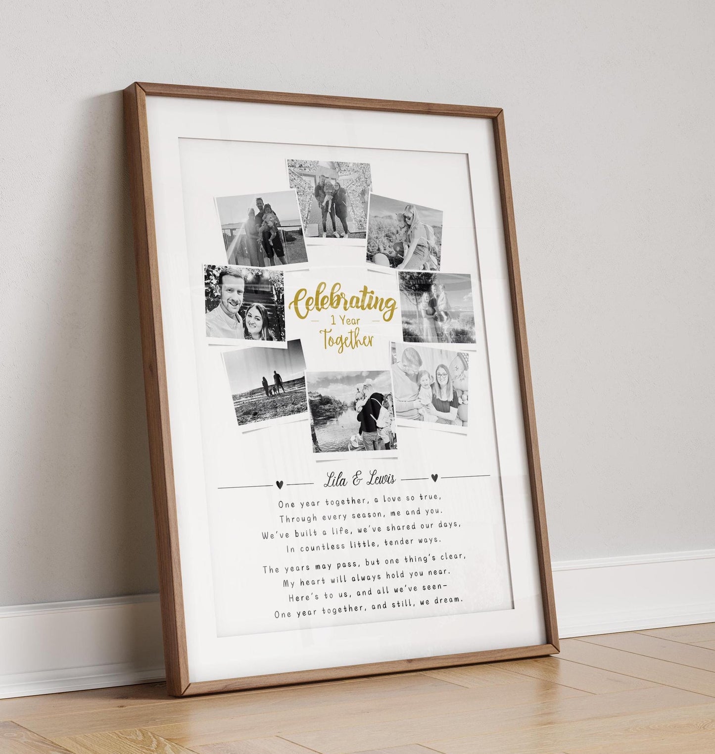 First Wedding Anniversary Personalised  Photo Collage, Paper Anniversary Gift, 1 Year Anniversary Celebration, Polaroid Photo Gift, Wedding