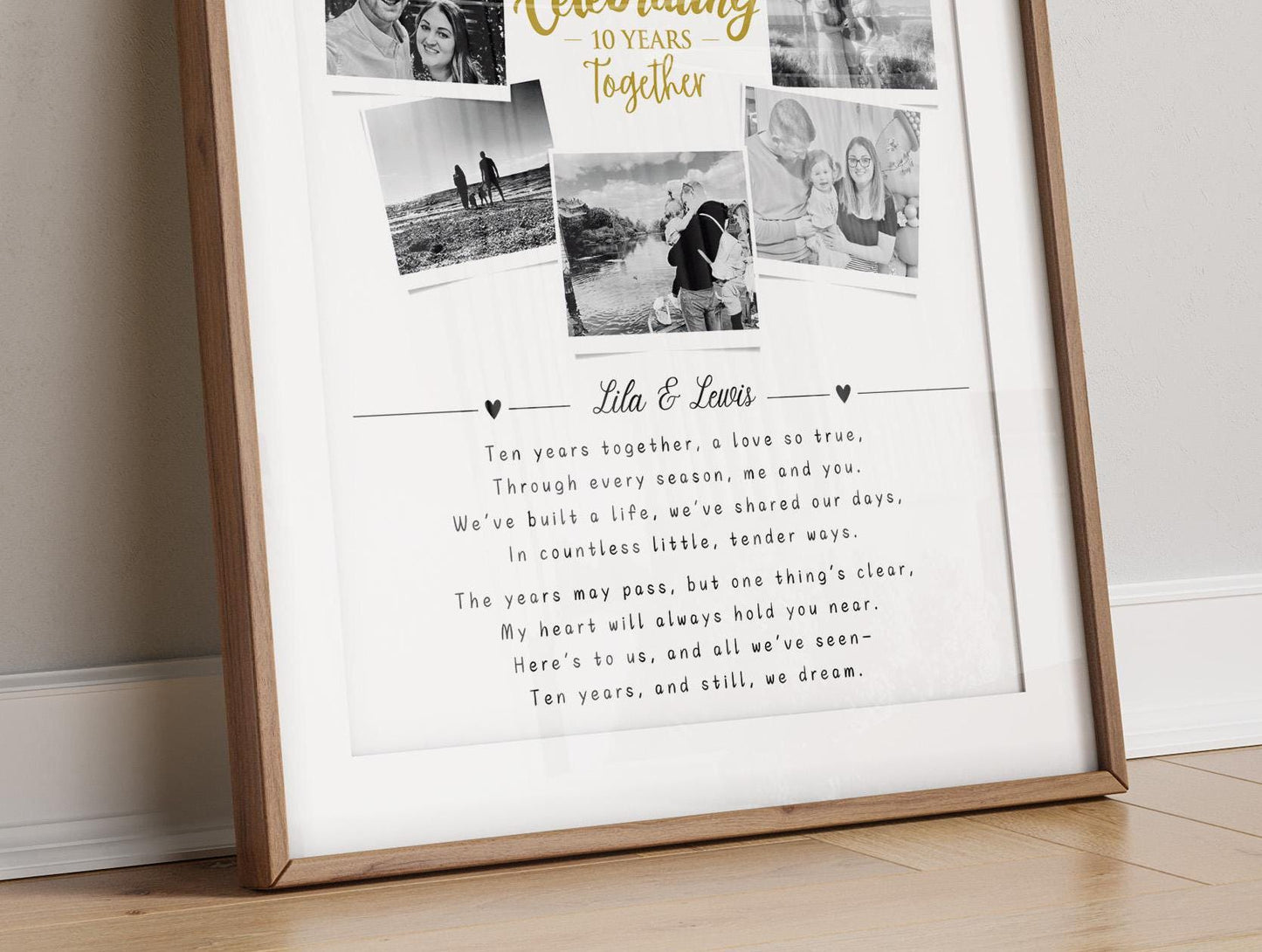 First Wedding Anniversary Personalised  Photo Collage, Paper Anniversary Gift, 1 Year Anniversary Celebration, Polaroid Photo Gift, Wedding